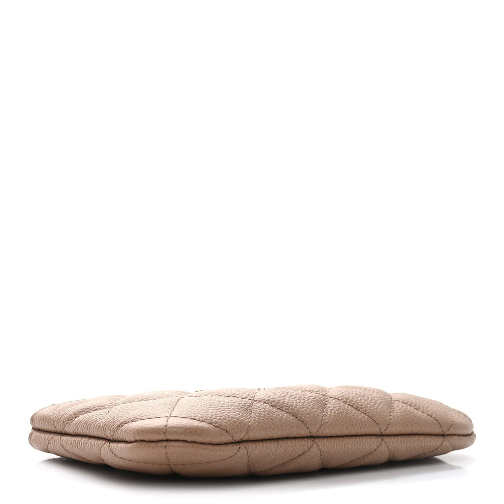 Caviar Quilted Small Multi Chain Cosmetic Case Beige
