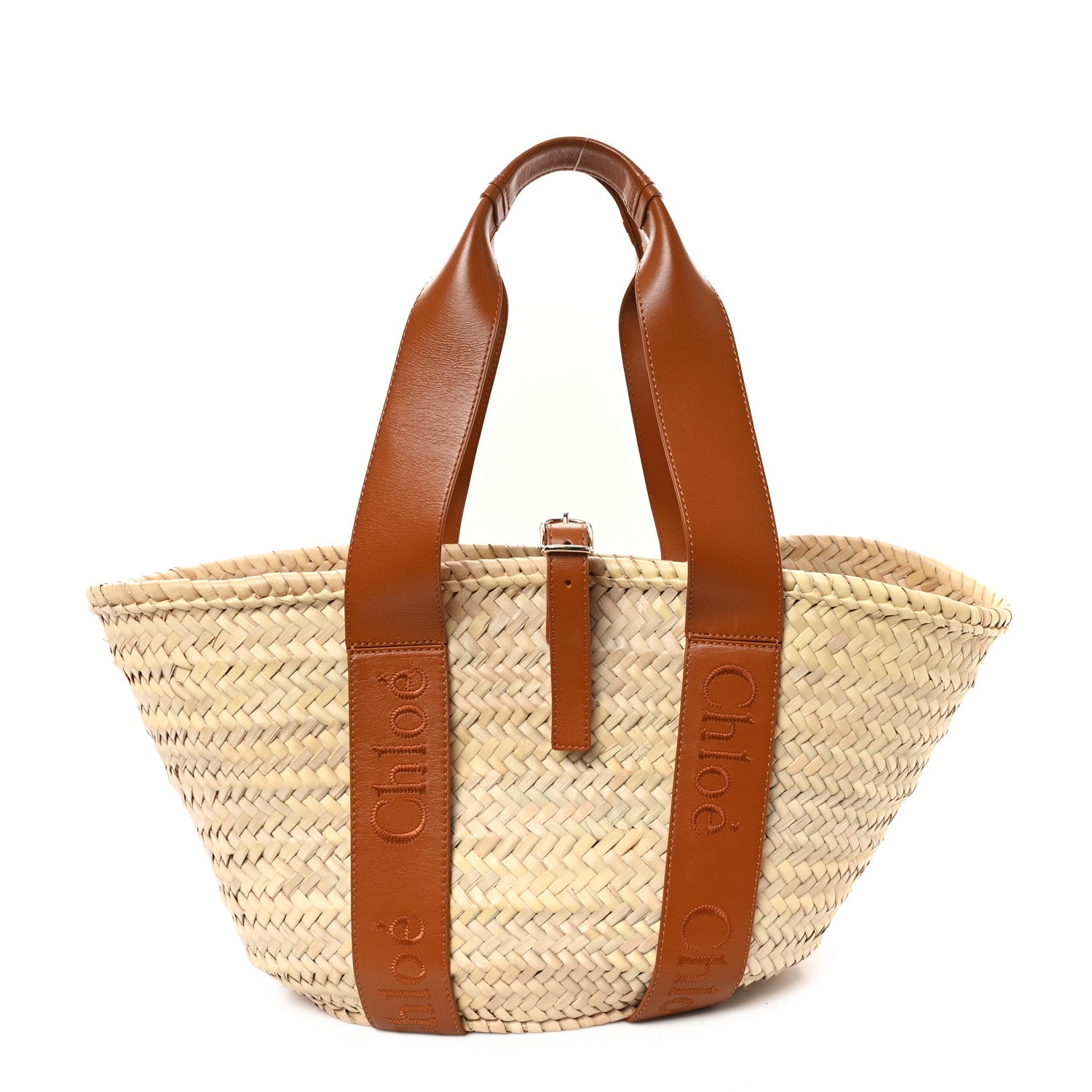 Raffia Smooth Calfskin Medium Sense Basket Caramel