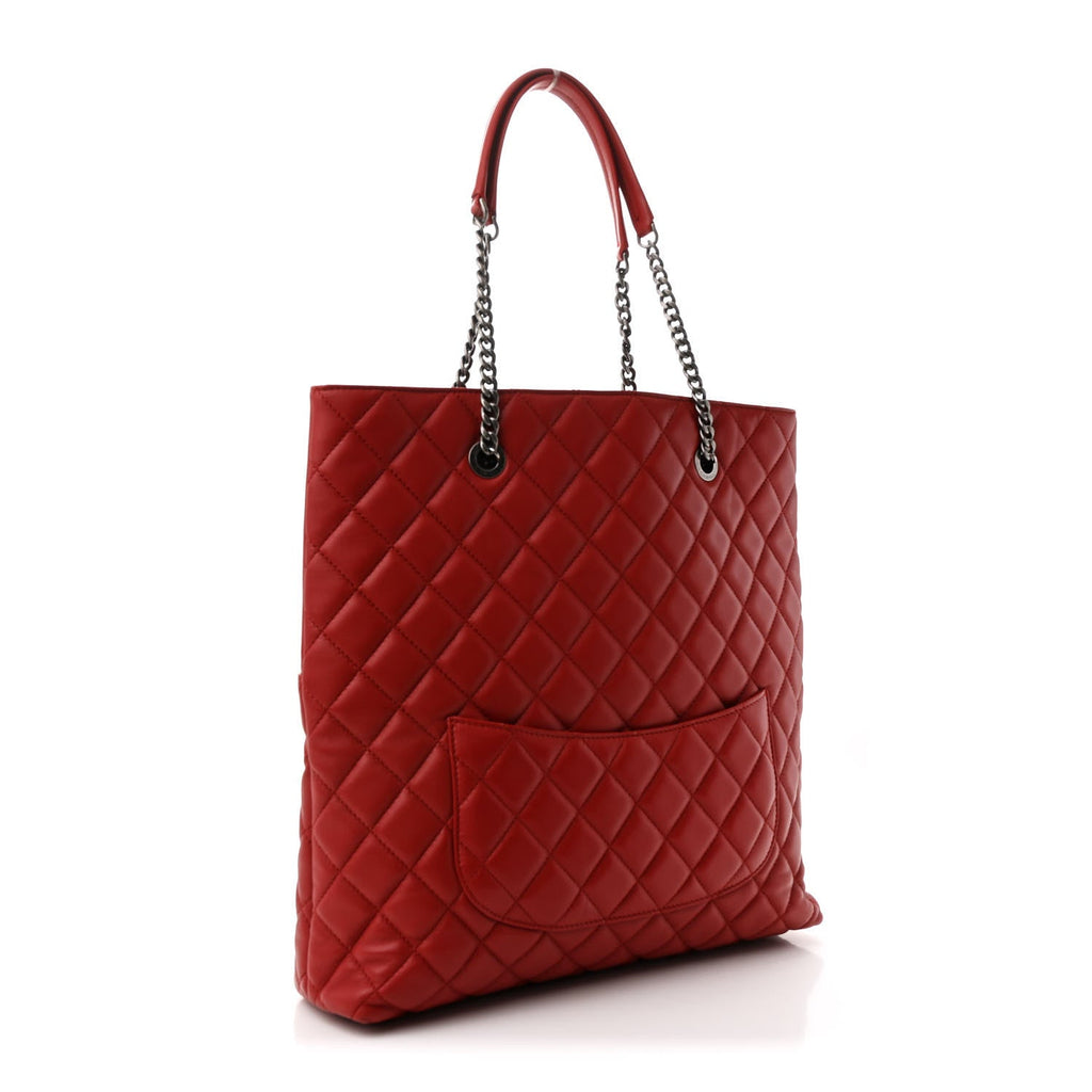 Lambskin Quilted Urban Delight Tote Red