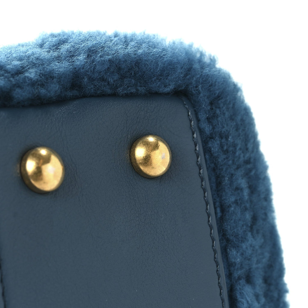 Shearling Lambskin Small Coco Handle Flap Blue