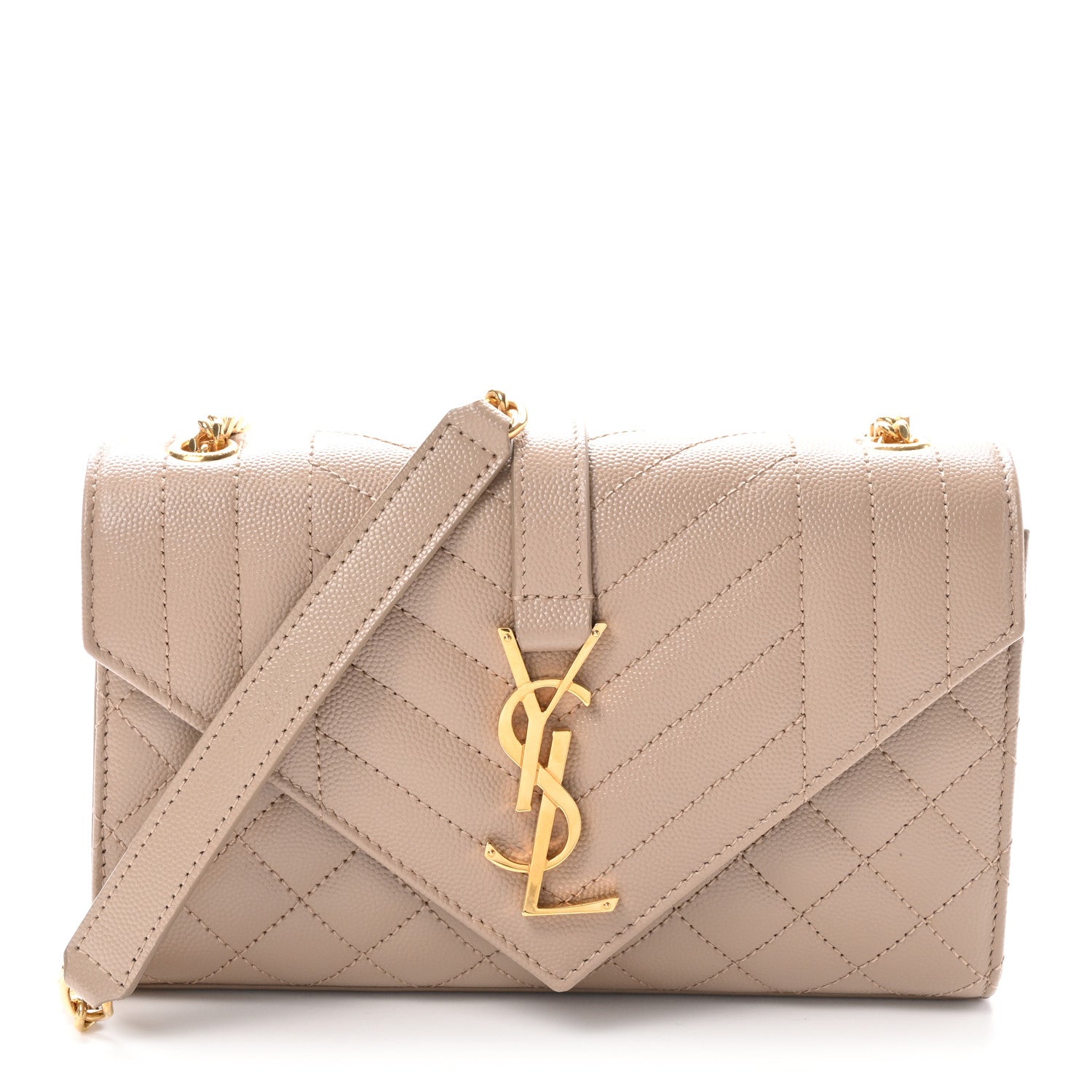 Grain De Poudre Textured Mixed Matelasse Triquilt Small Monogram Satchel Dark Beige
