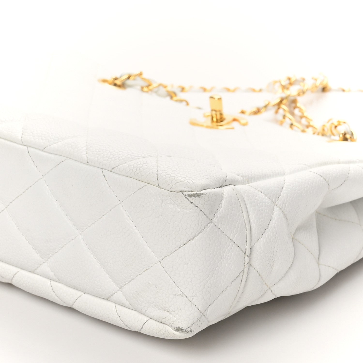 Caviar Quilted Shopper Tote White