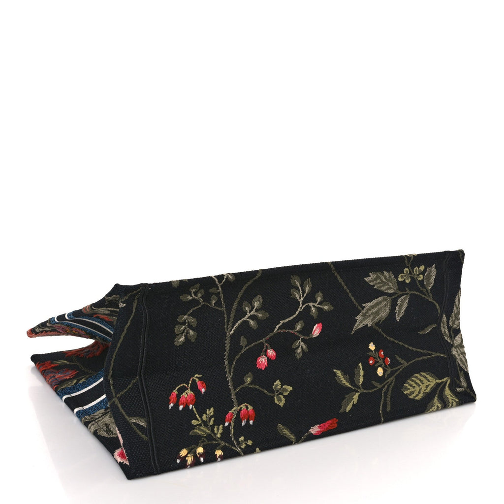 Canvas Embroidered Large Jardin d'Hiver Book Tote Black Multicolor