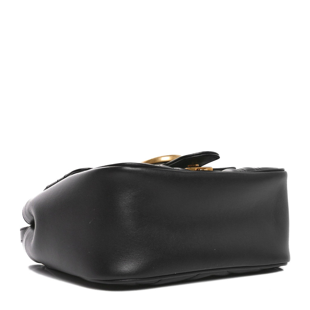 Calfskin Matelasse Mini GG Marmont Square Shoulder Bag Black