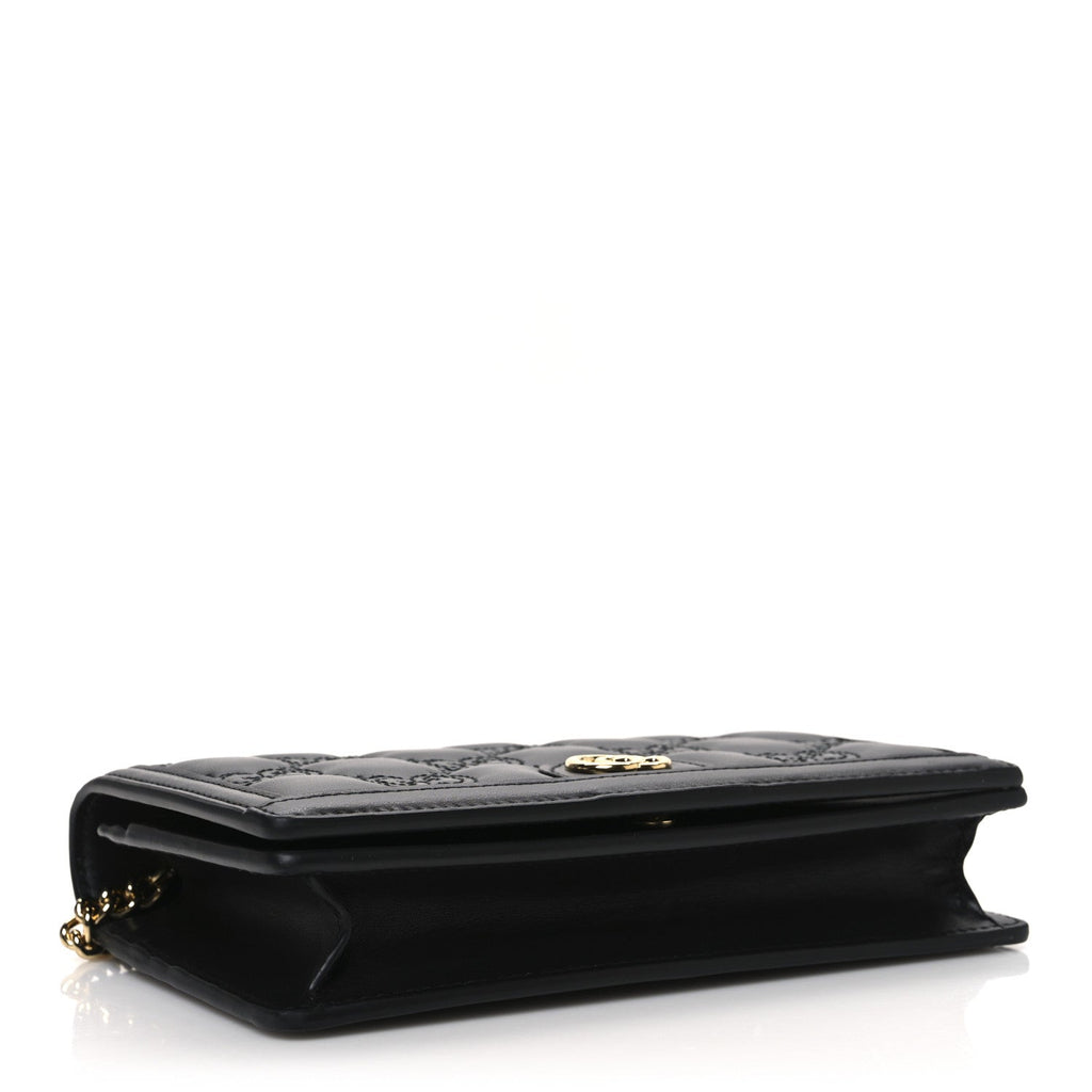 Calfskin GG Matelasse Chain Wallet Black