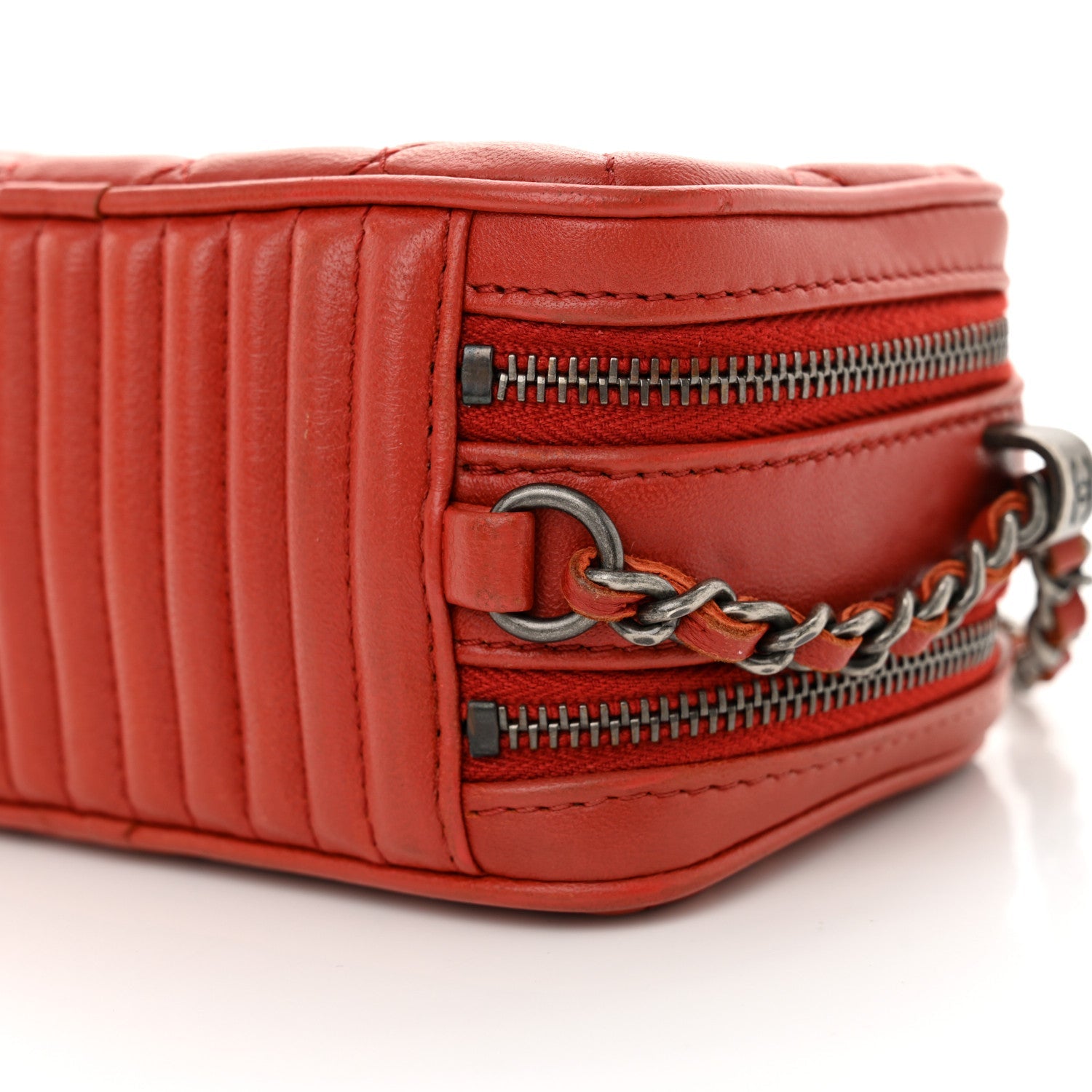 Lambskin Quilted Mini Coco Boy Camera Case Red