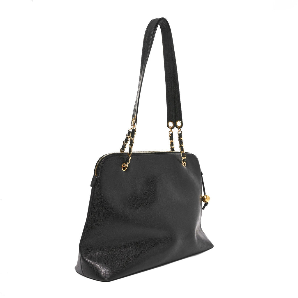 Caviar Large CC Shoulder Bag Black