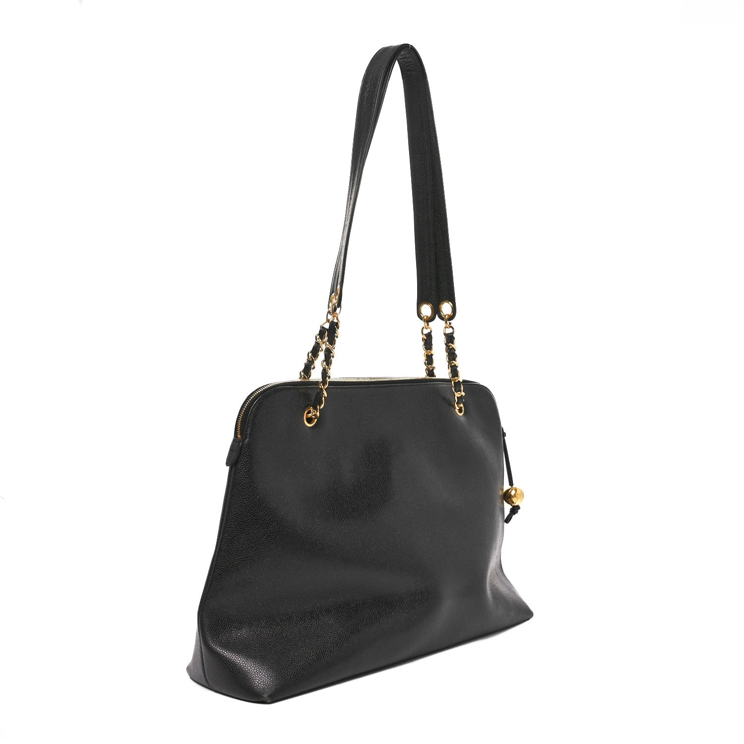Caviar Large CC Shoulder Bag Black