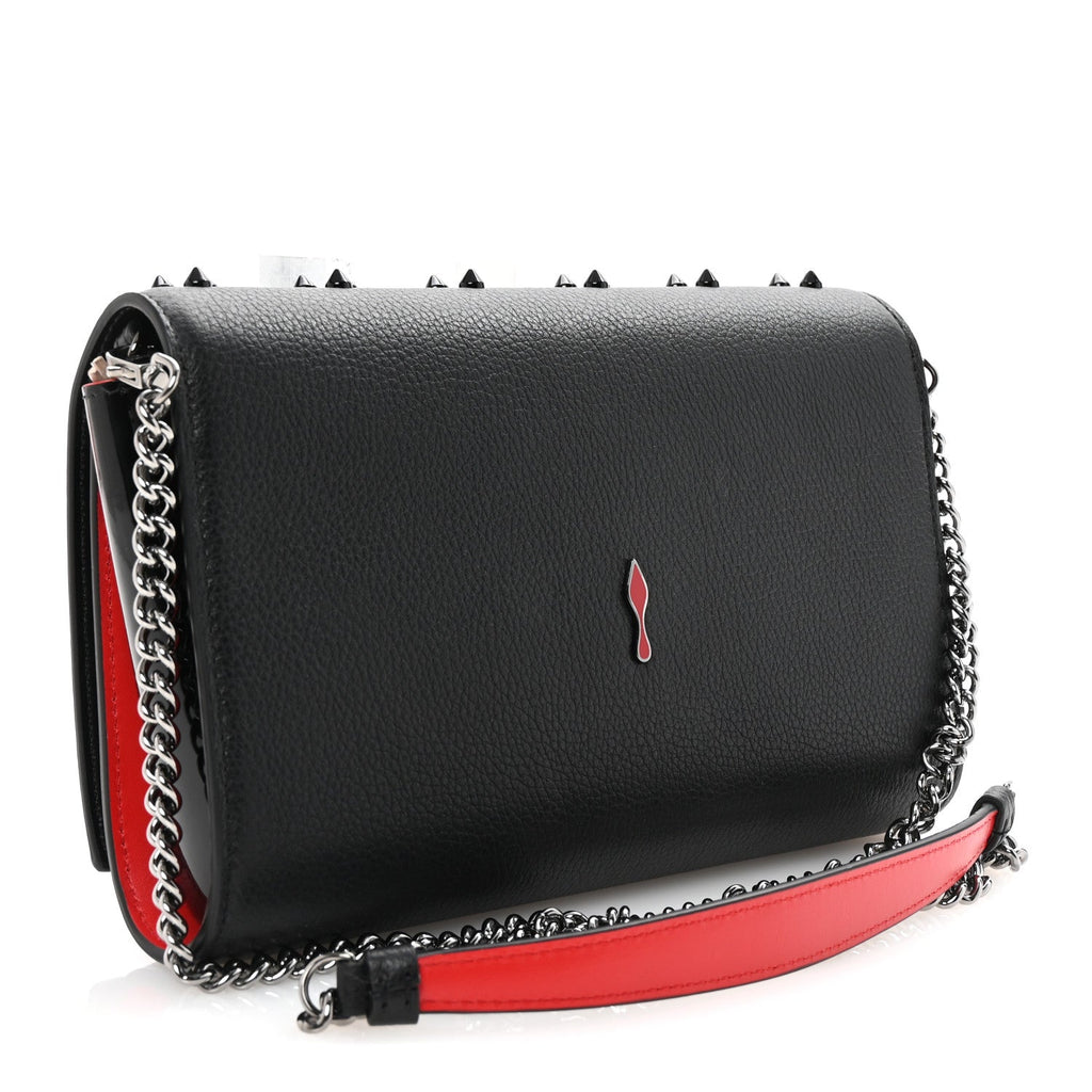 Calfskin Spikes Loubinthesky Paloma Clutch Black