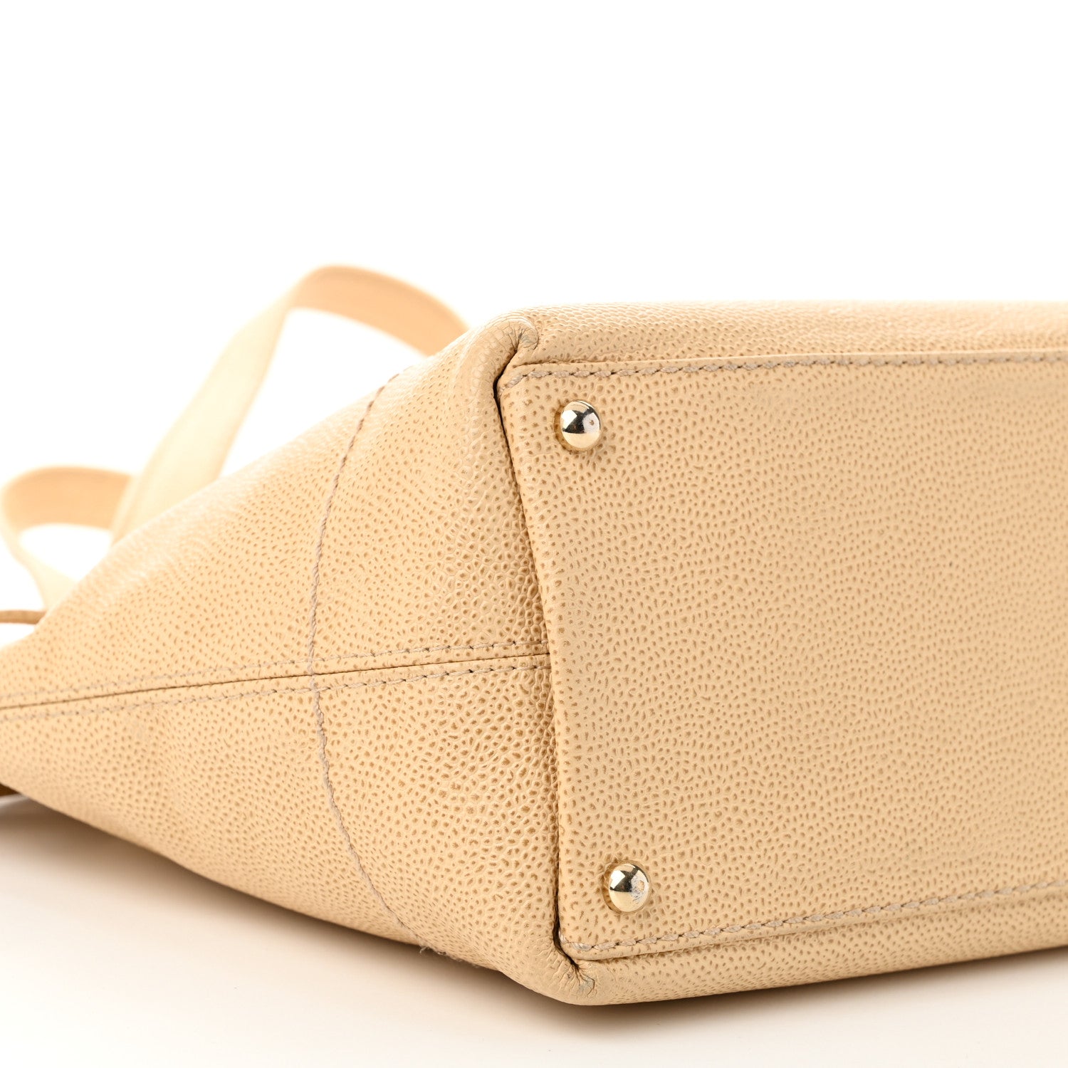 Caviar Wood CC Drawstring Bucket Bag Beige