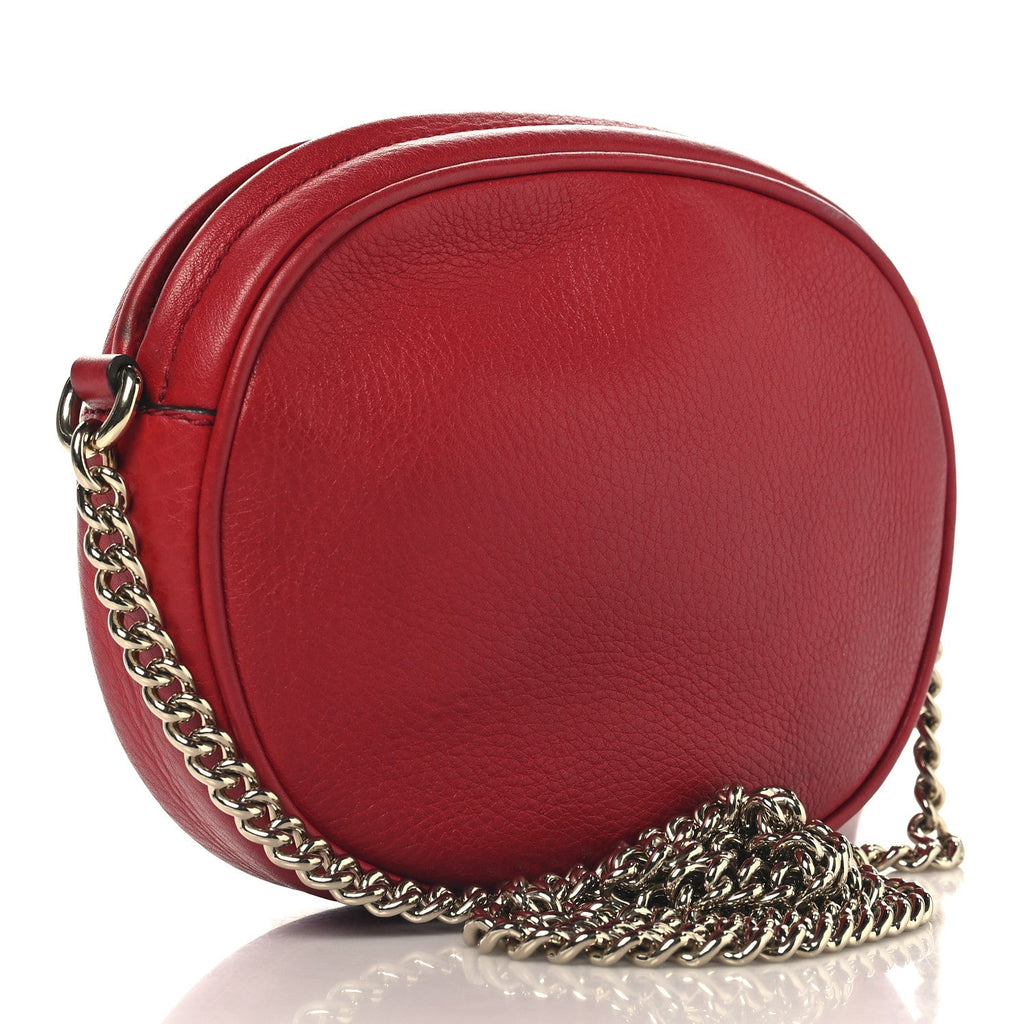 Pebbled Calfskin Mini Soho Chain Bag Tabasco Red