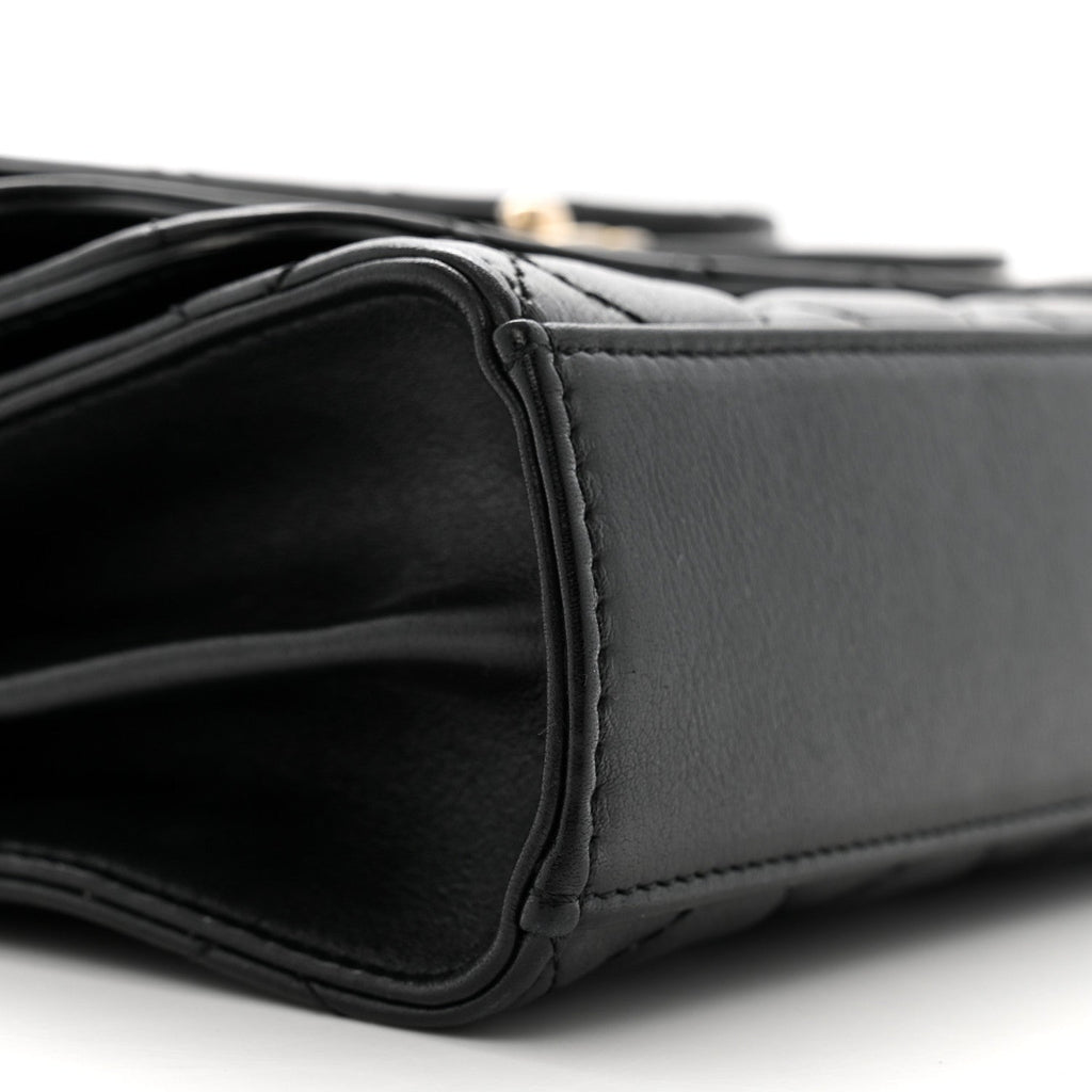 Calfskin Quilted Triple Flap Black