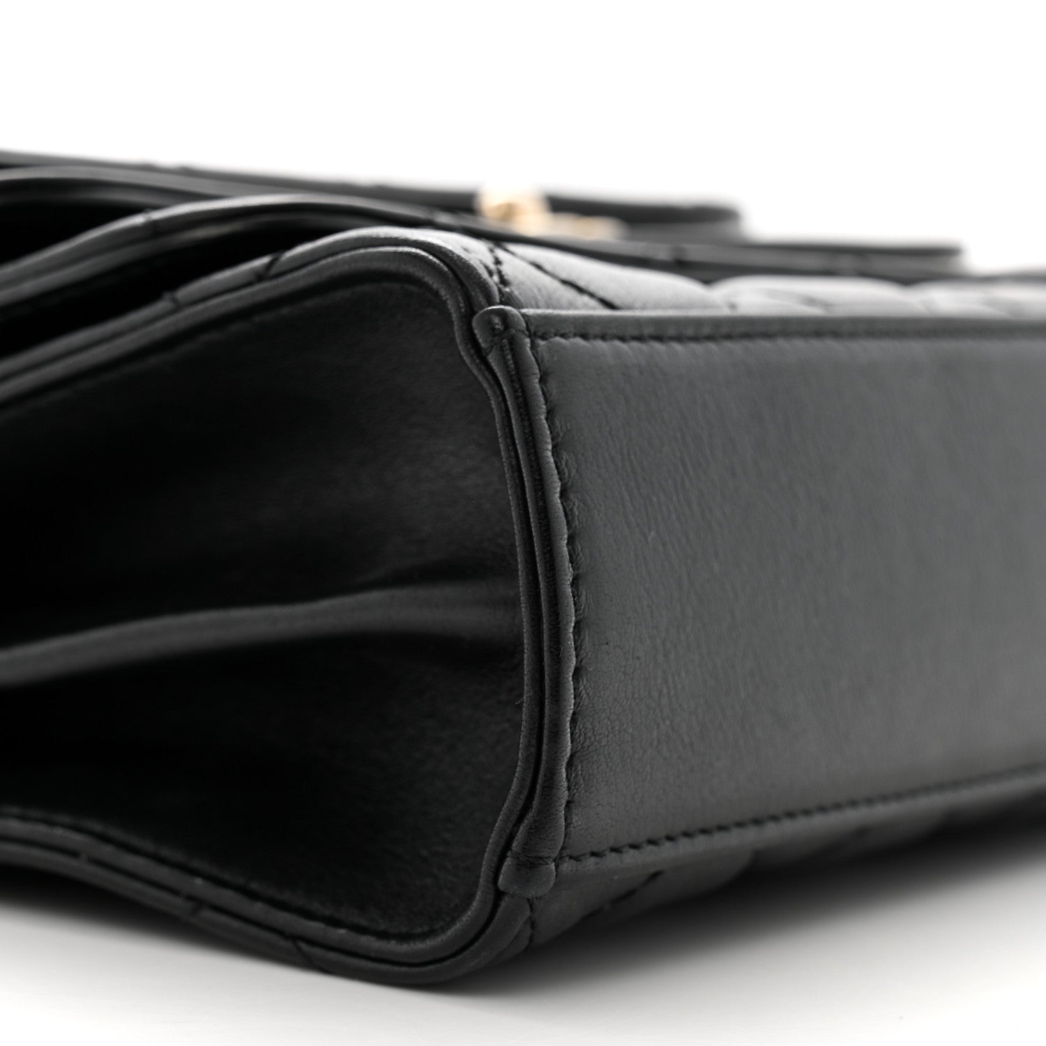 Calfskin Quilted Triple Flap Black