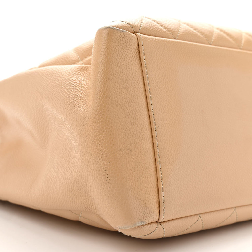 Caviar Quilted Grand Shopping Tote GST Beige Clair