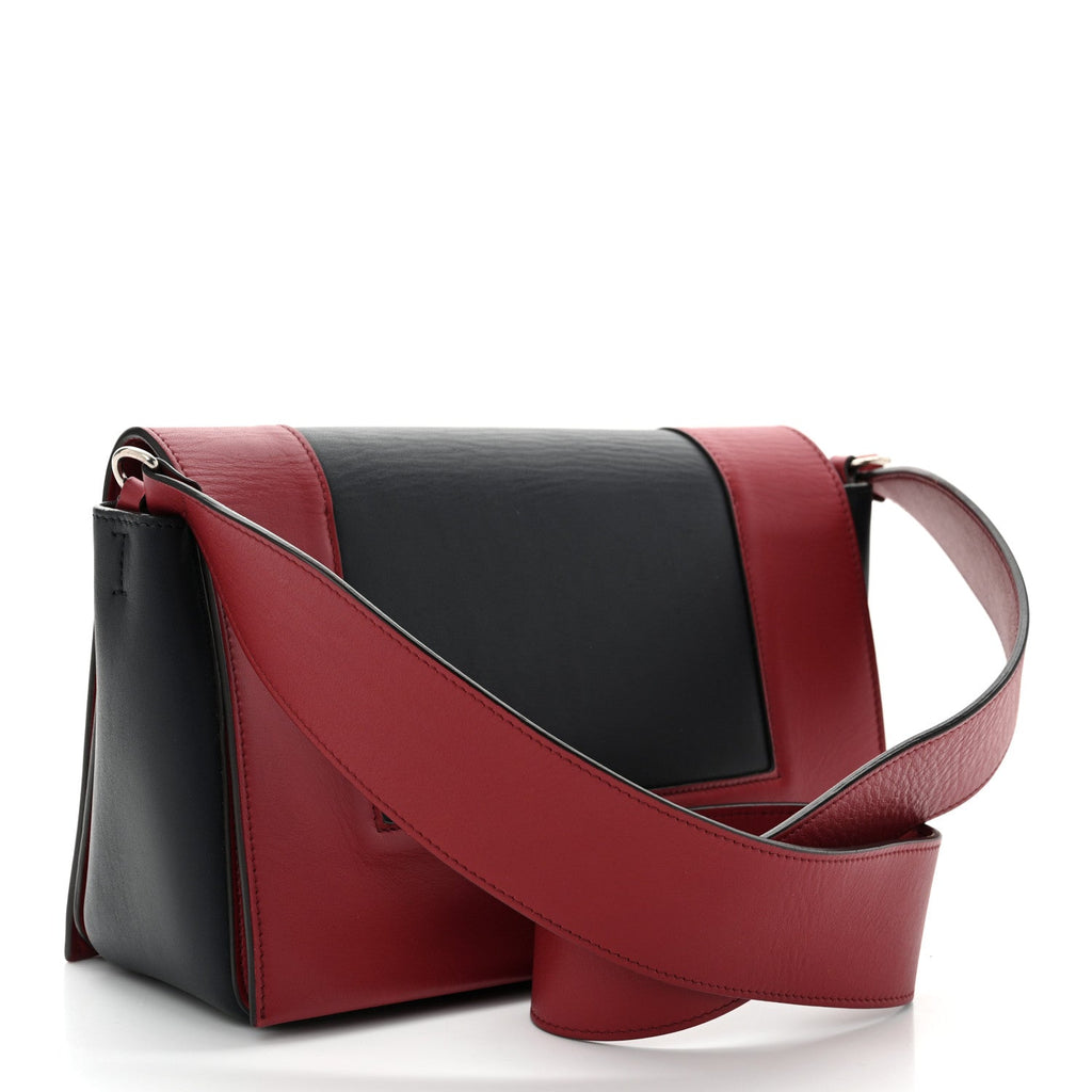 Shiny Smooth Calfskin Medium Frame Shoulder Bag Red Navy