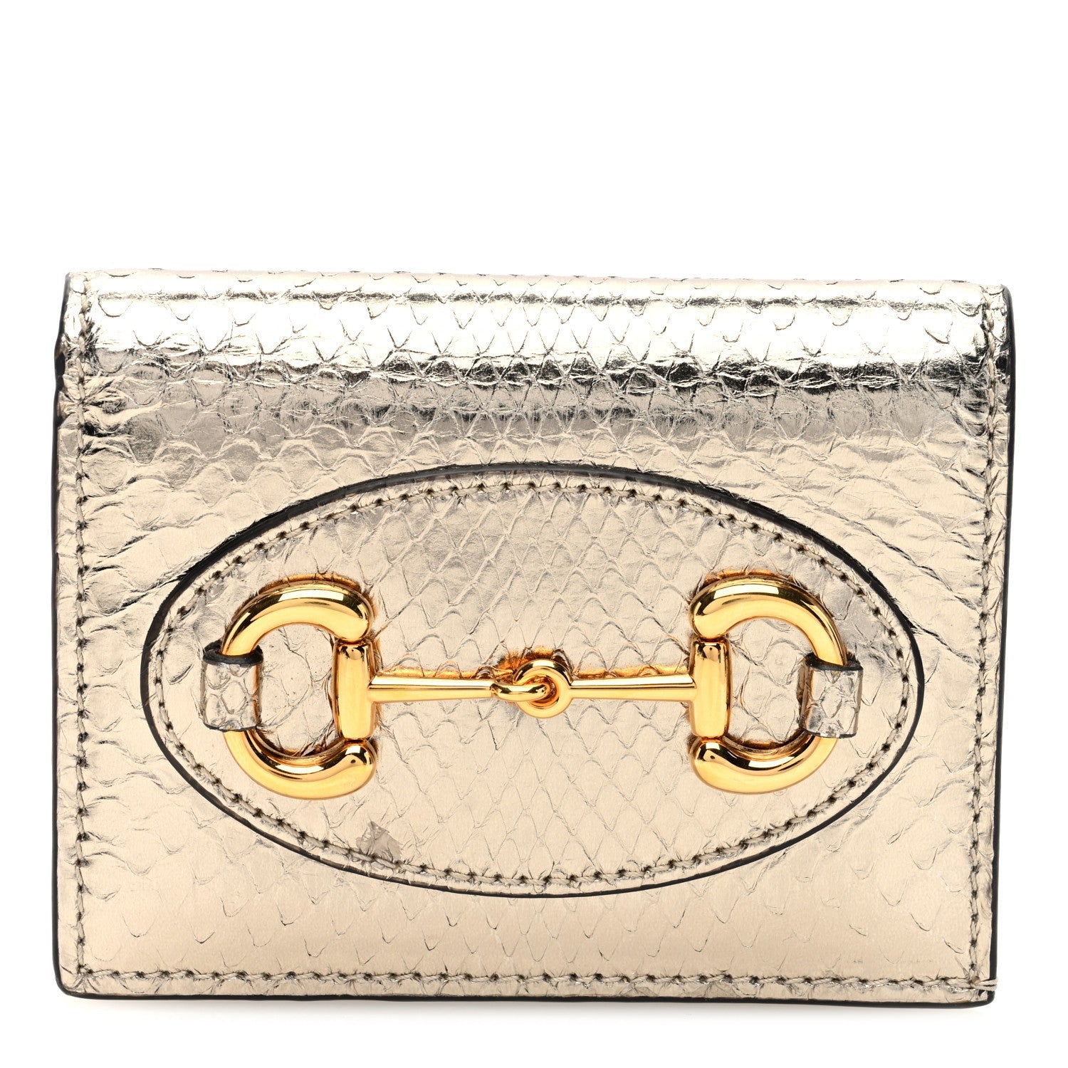 Boarded Plutone Snakeskin Horsebit 1955  Case Wallet Gold