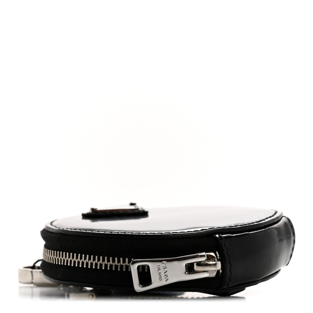 Spazzolato Round Coin Pouch Bag Charm Black