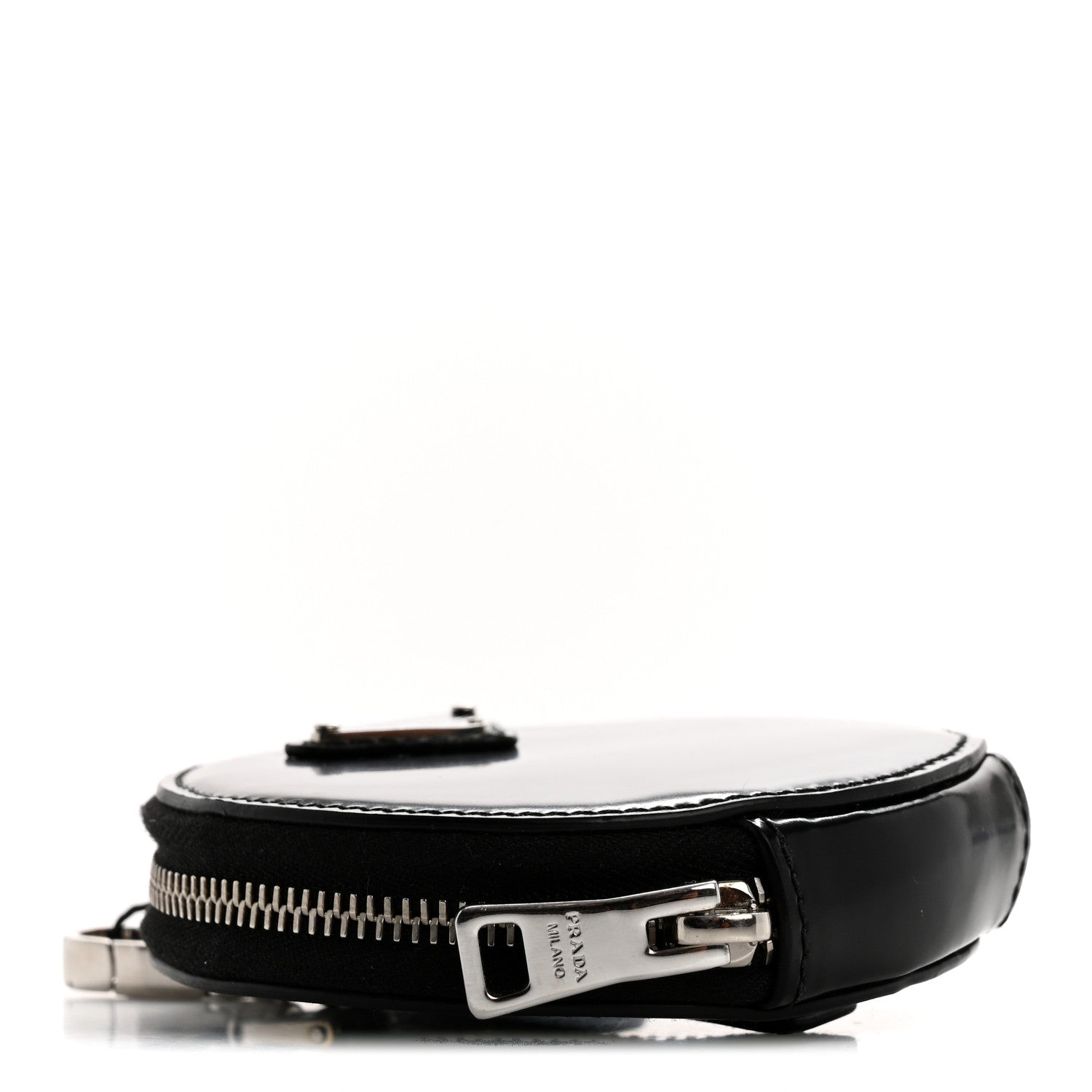 Spazzolato Round Coin Pouch Bag Charm Black