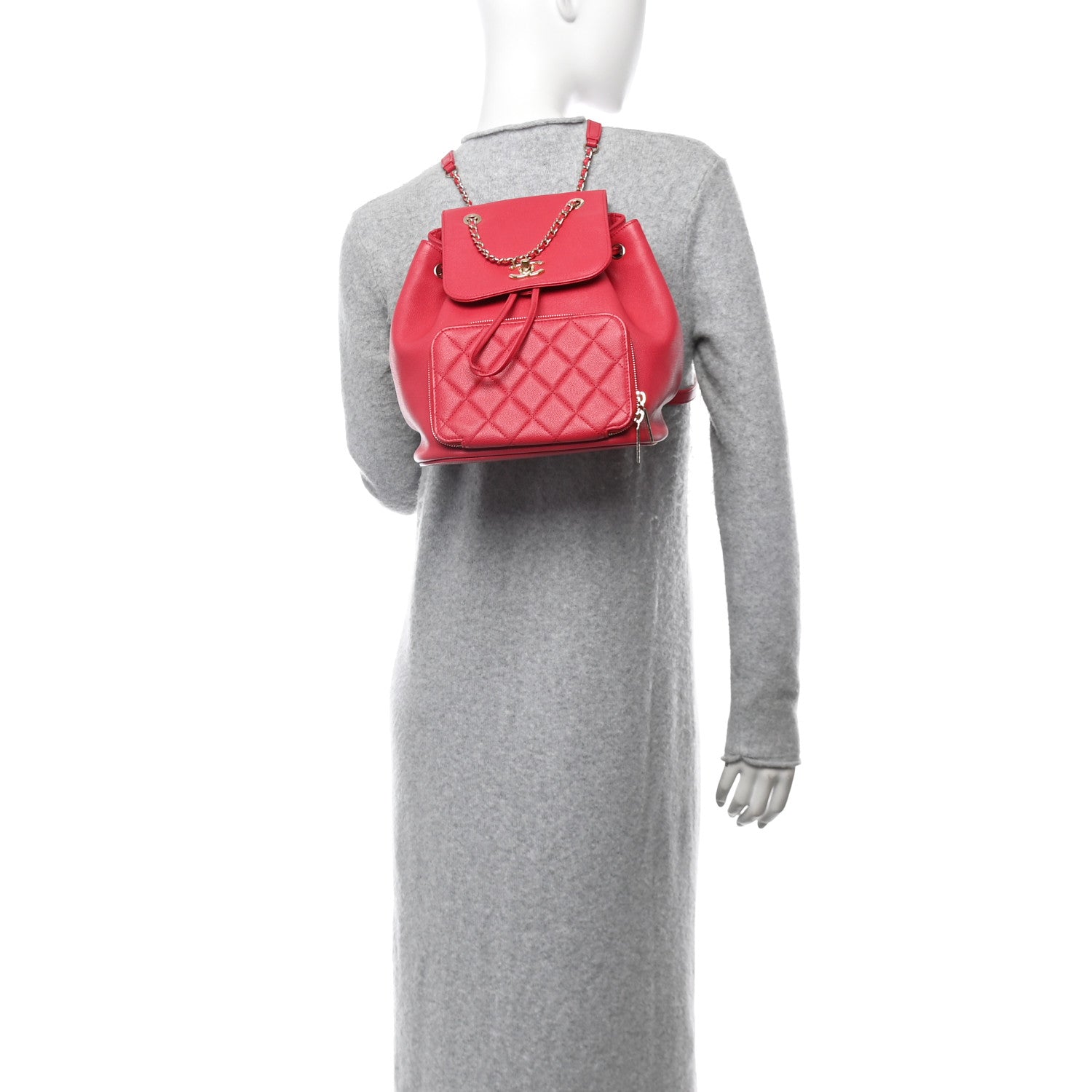Caviar Quilted Mini Business Affinity Backpack Dark Pink