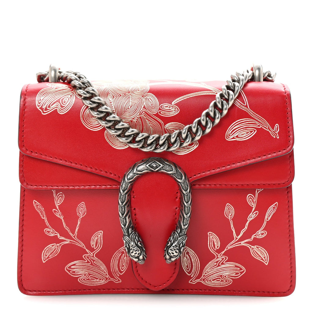Calfskin Chinese New Year Mini Dionysus Shoulder Bag Hibiscus Red