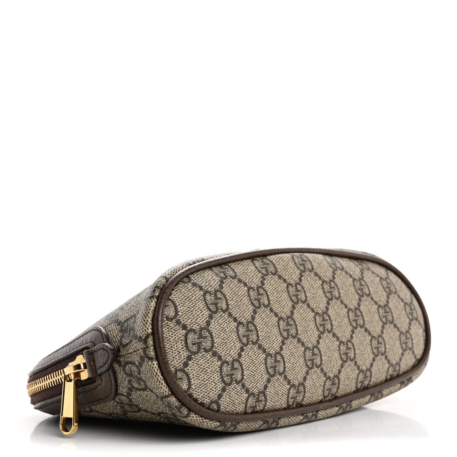 GG Supreme Monogram Textured Calfskin Web Large Ophidia Cosmetic Case Beige Ebony New Acero