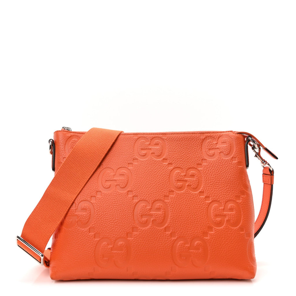 Piuma Calfskin Jumbo GG Embossed Medium Wristlet Messenger Bag Orange