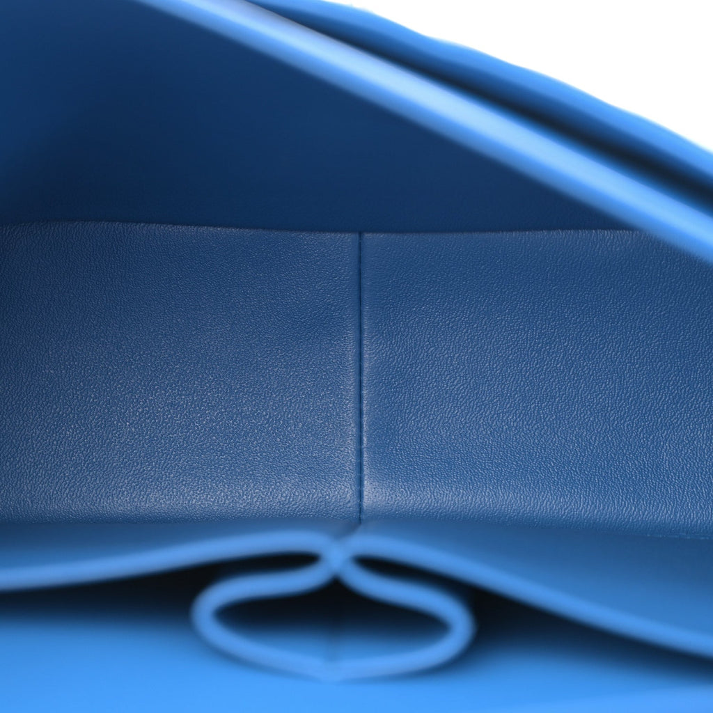 Caviar Chevron Quilted Jumbo Double Flap Blue