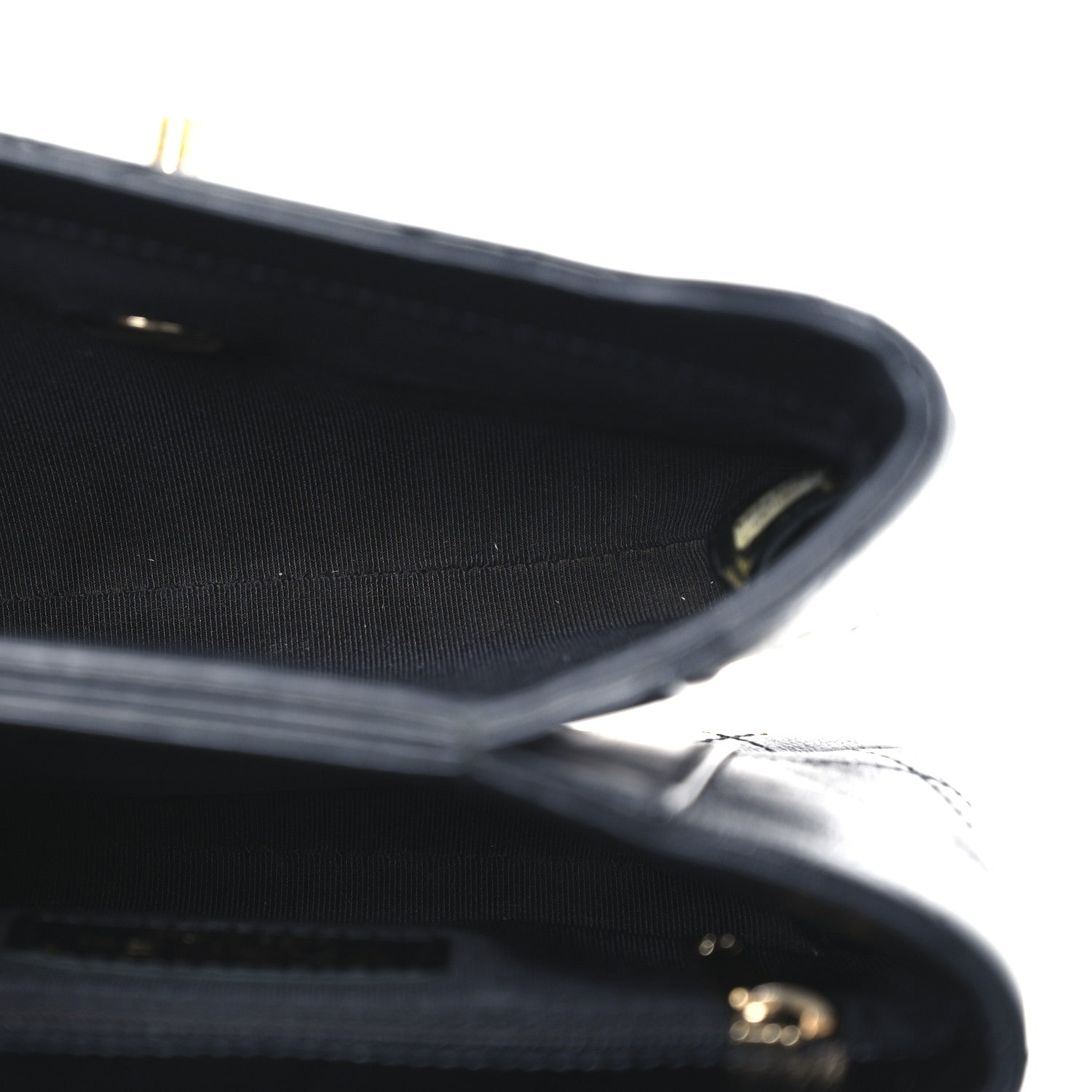 Calfskin Quilted Small Double Pocket Top Handle Flap Black