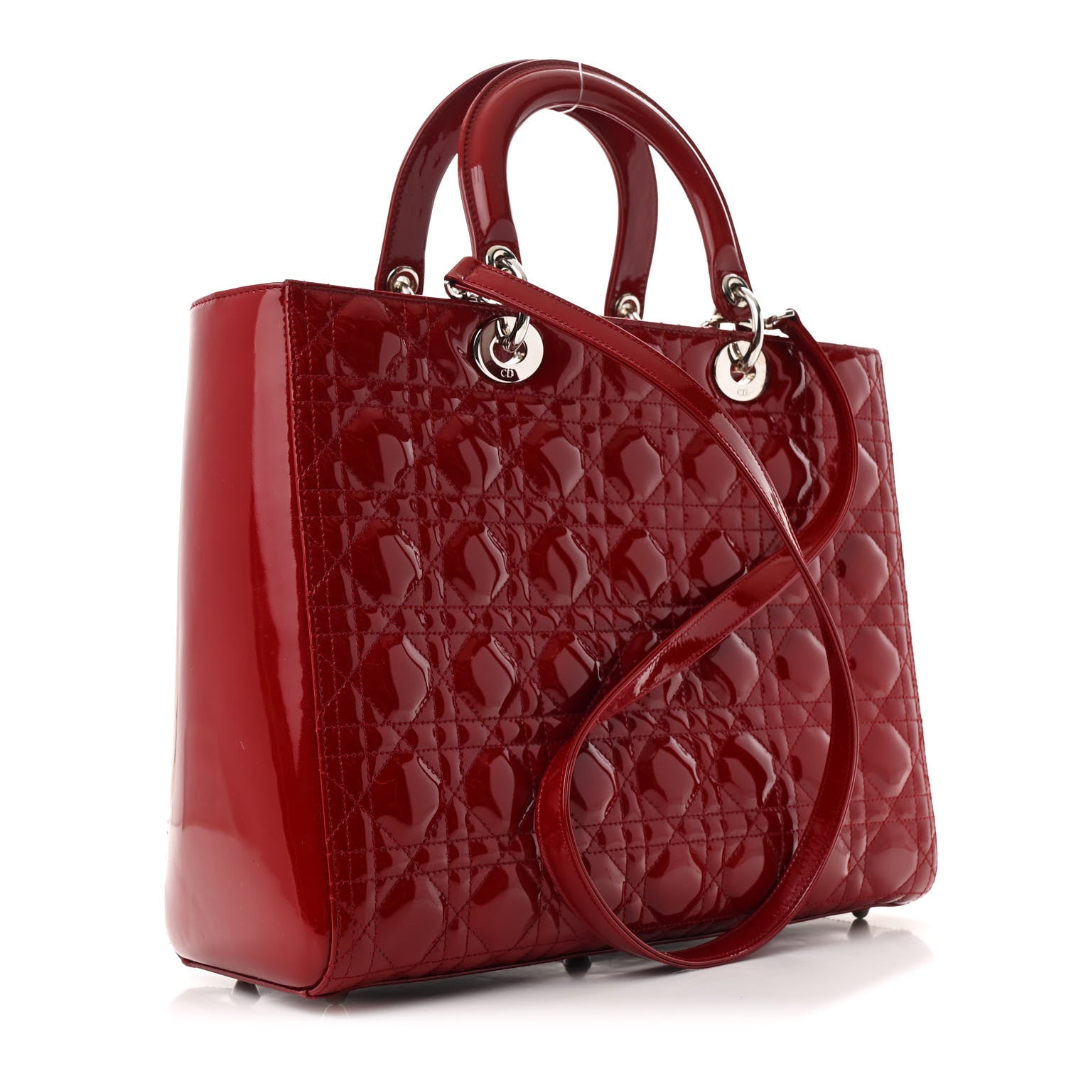 Patent Cannage Large Lady Dior Red