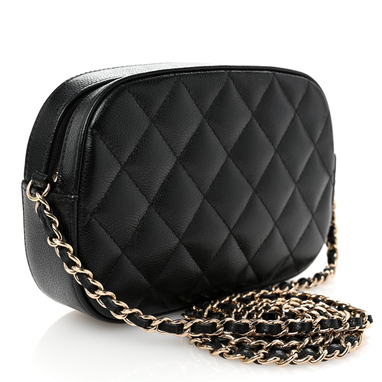 Caviar Quilted Chain Camera Bag Black