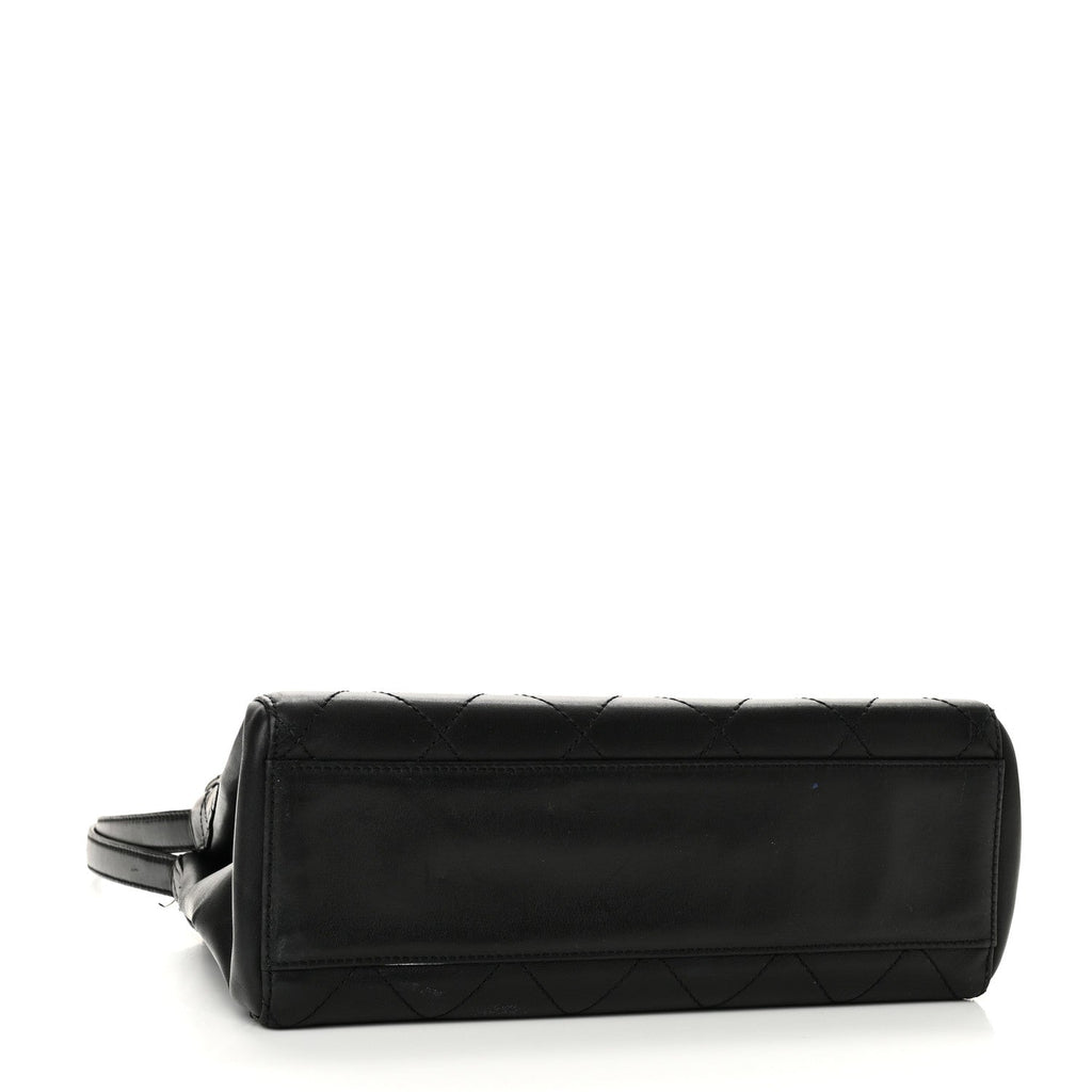 Lambskin Quilted CC Flap Shoulder Bag Black