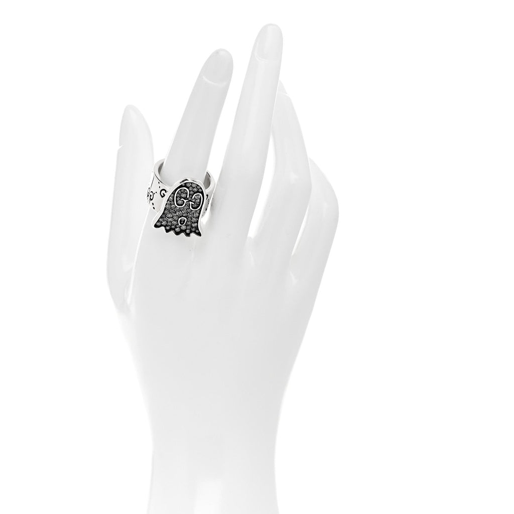 Sterling Silver Grey Diamond GucciGhost Ghost Ring 56 7.75