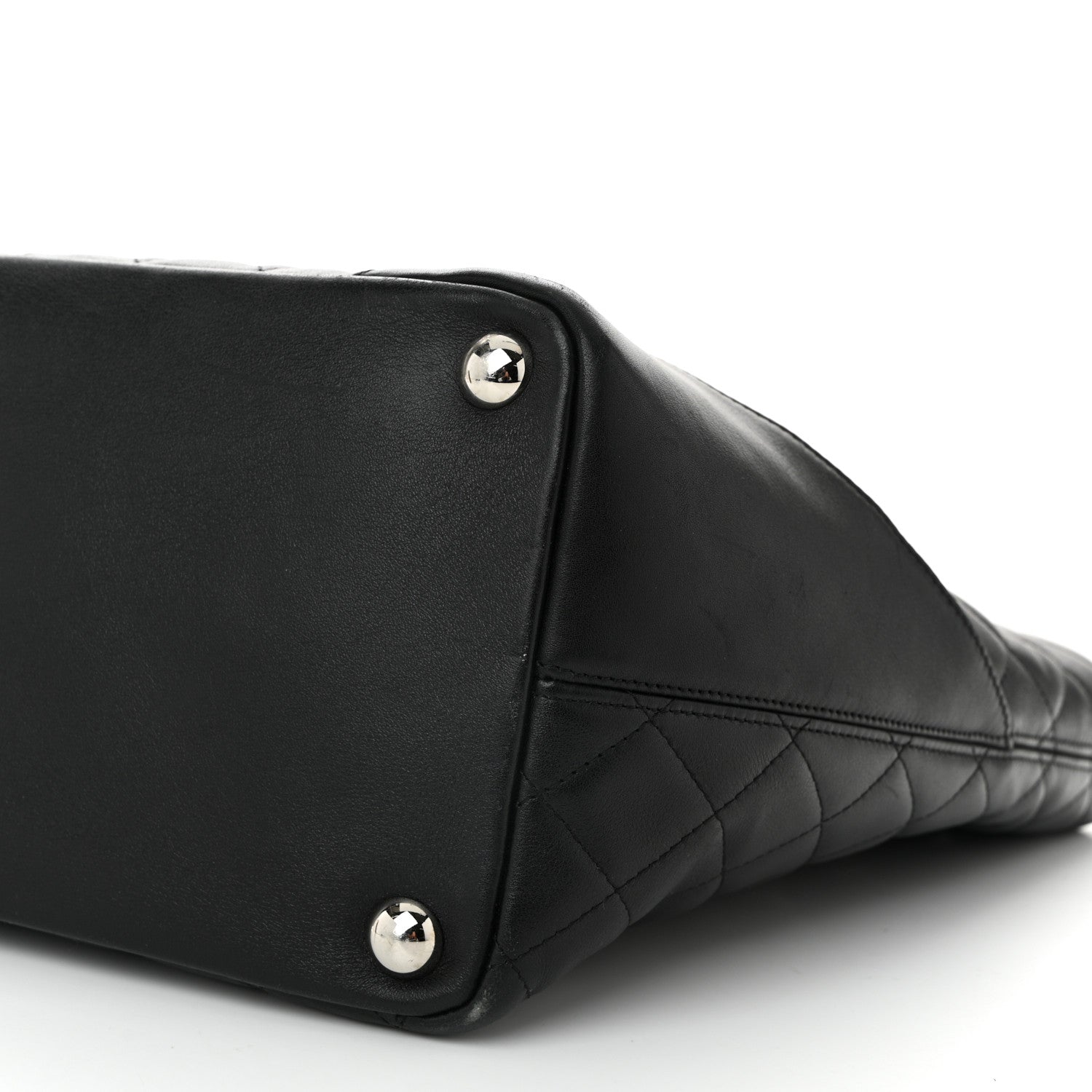 Calfskin Quilted Large Cambon Tote Black White