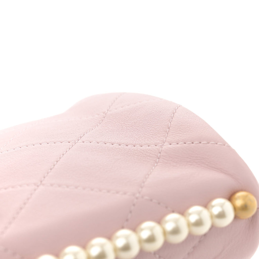 Calfskin Quilted Pearl Small About Pearls Hobo Bag Light Pink