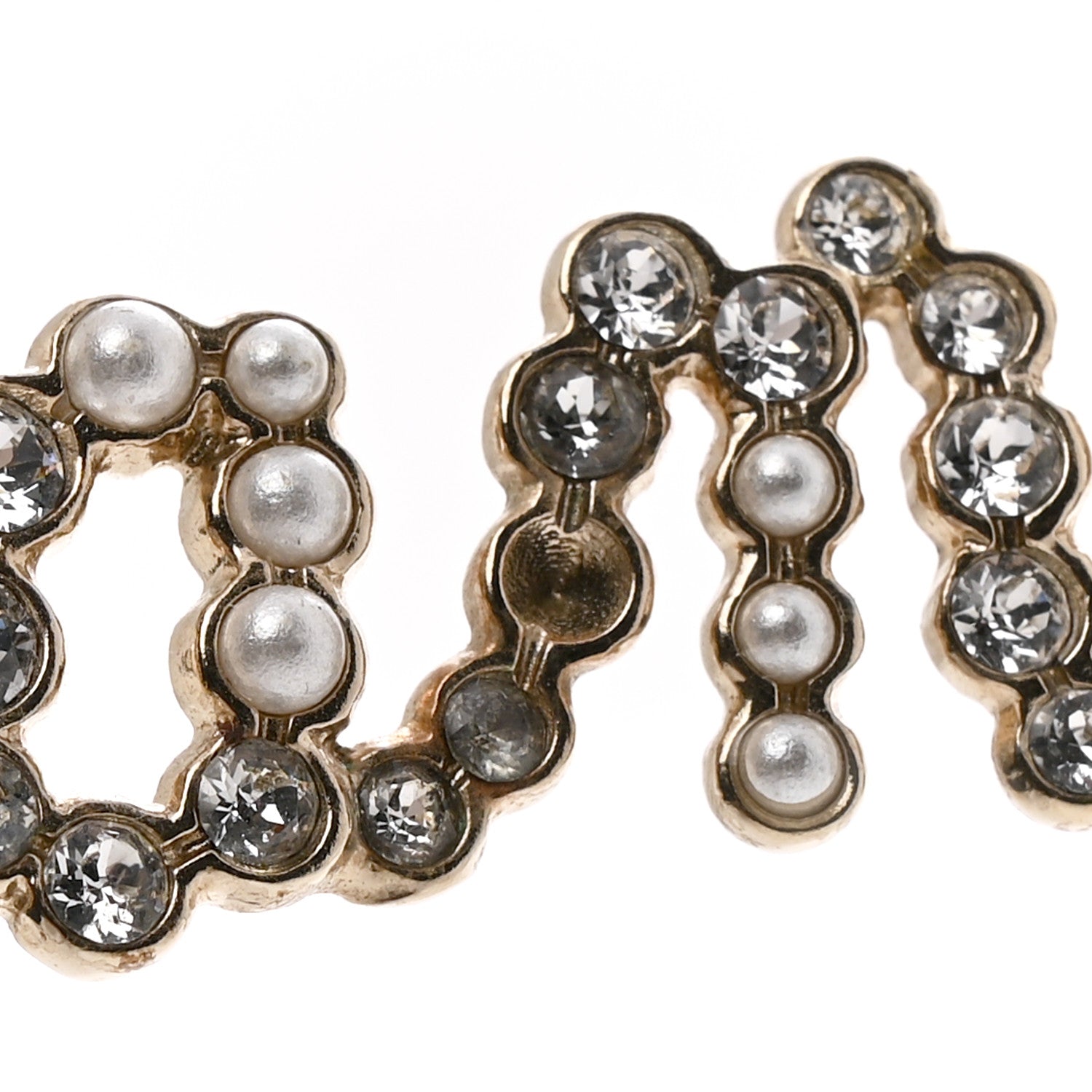 Crystal Pearl Logo Brooch Gold