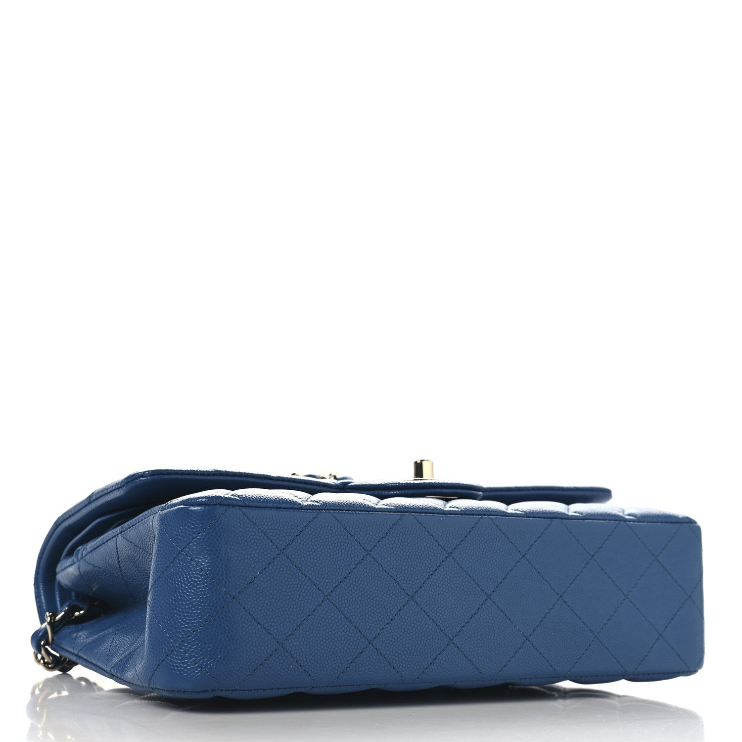 Caviar Quilted Medium Double Flap Blue