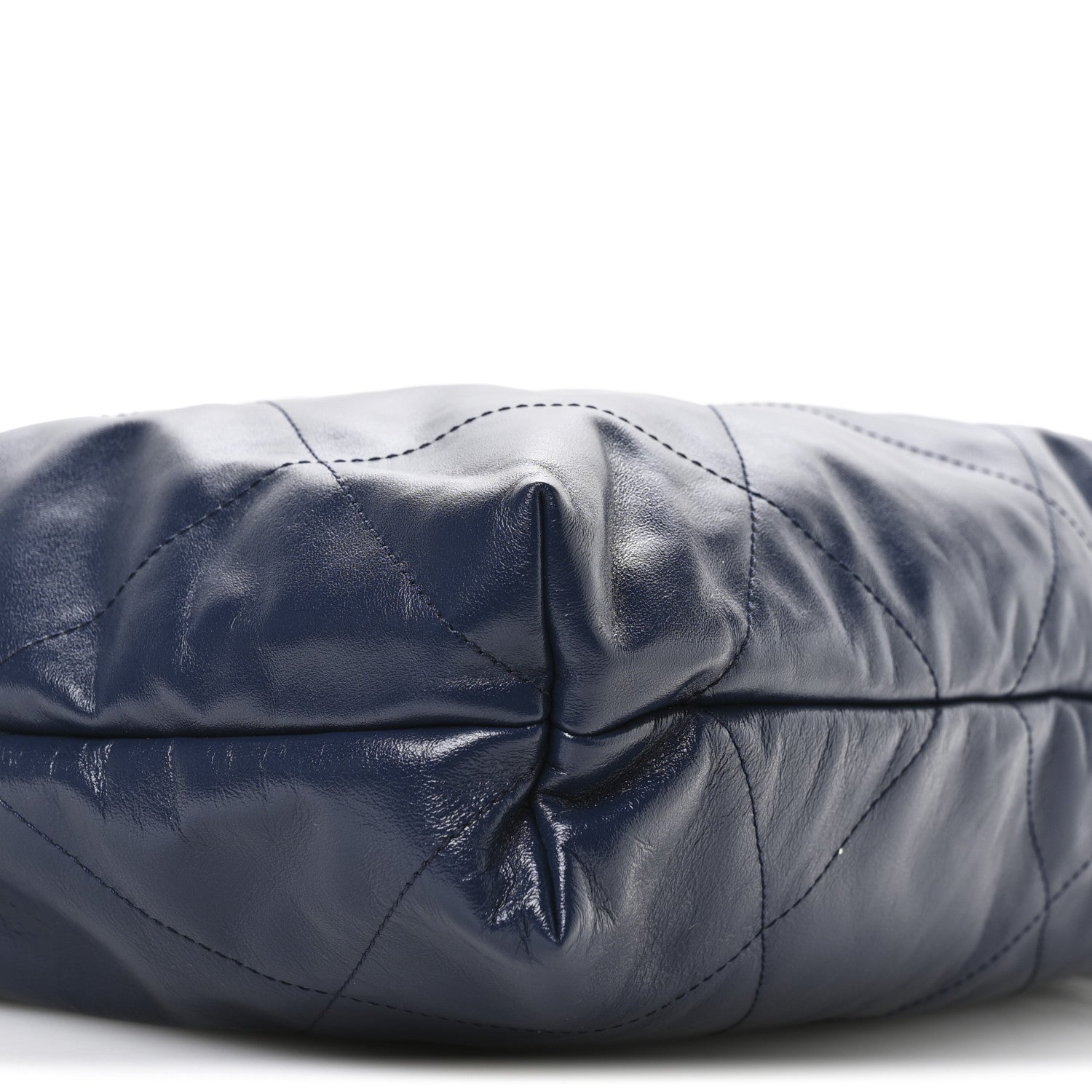 Shiny Calfskin Quilted Chanel 22 Navy Blue