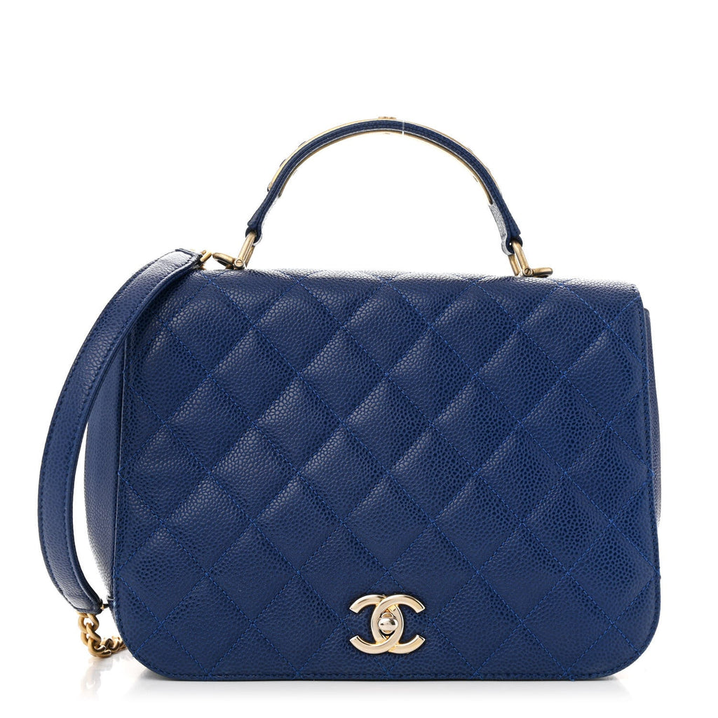Caviar Large Carry Around Flap Bag Blue