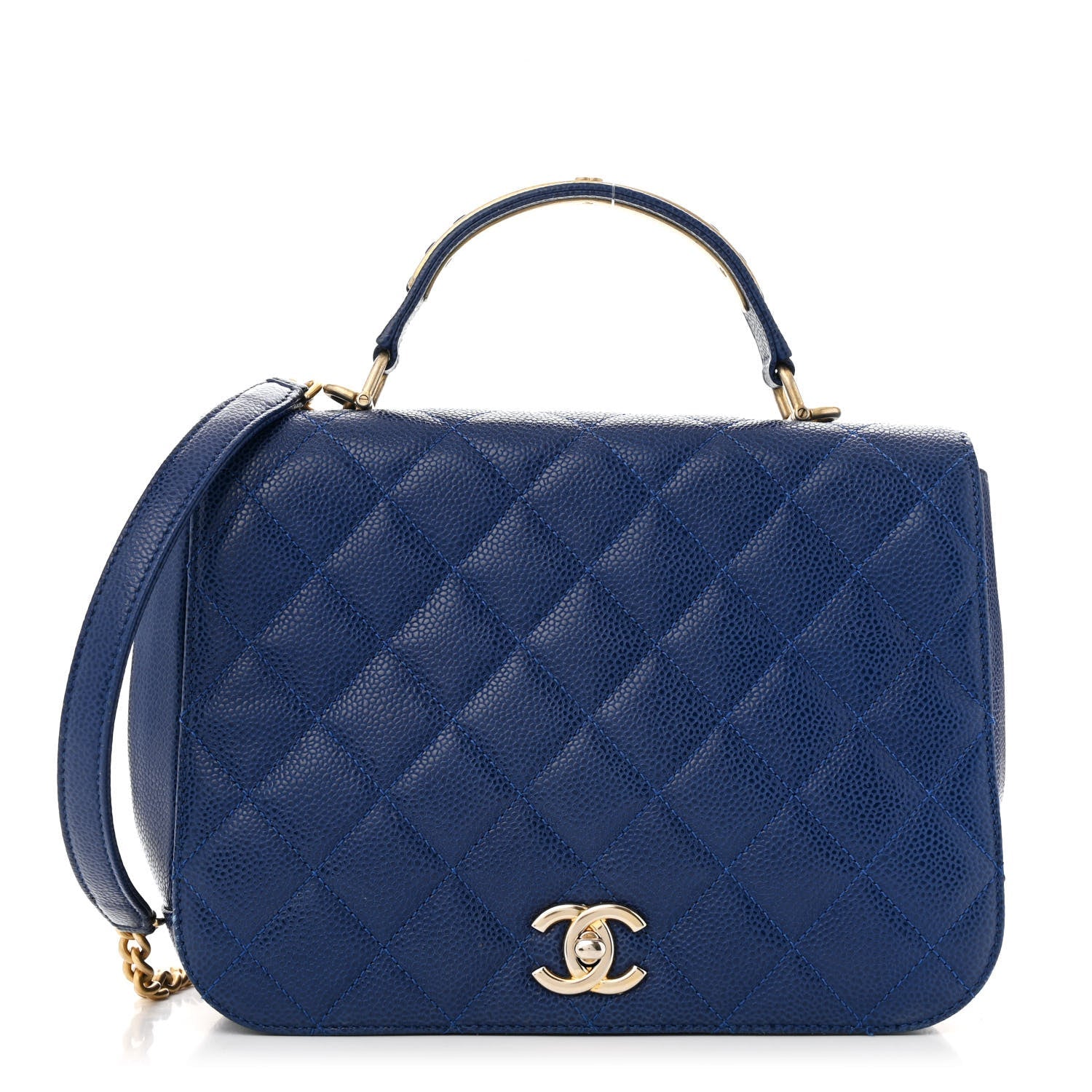 Caviar Large Carry Around Flap Bag Blue