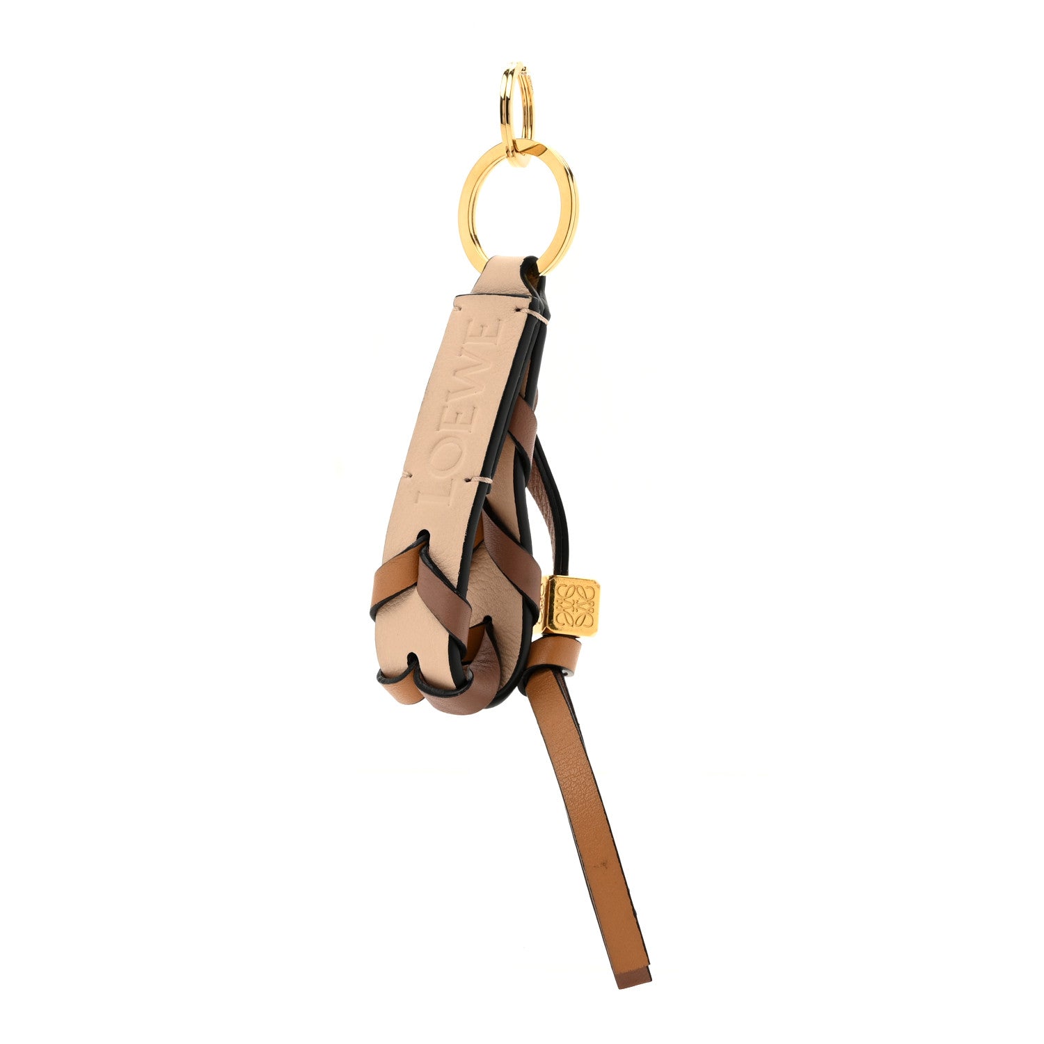 Calfskin Braided Bag Charm Nude Warm Desert