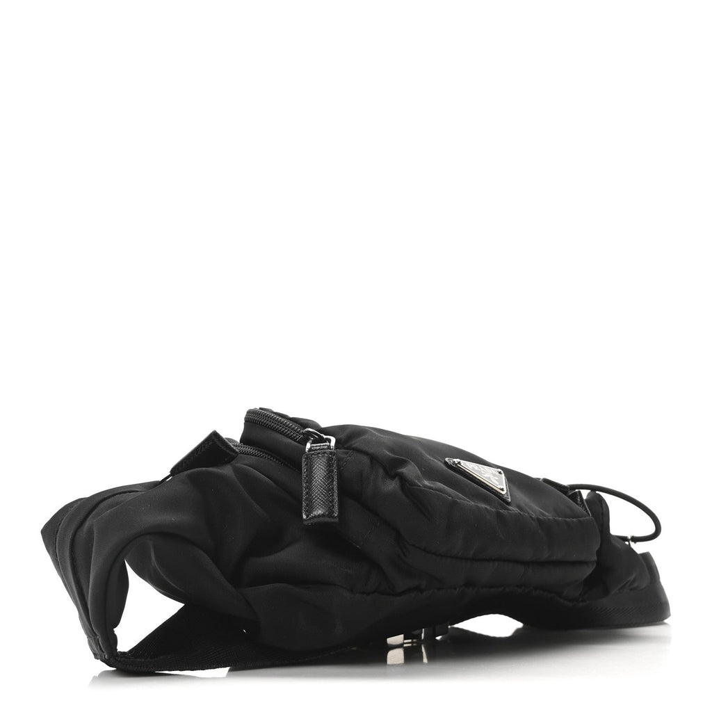 Nylon Metal Triple Pocket Belt Bag Black