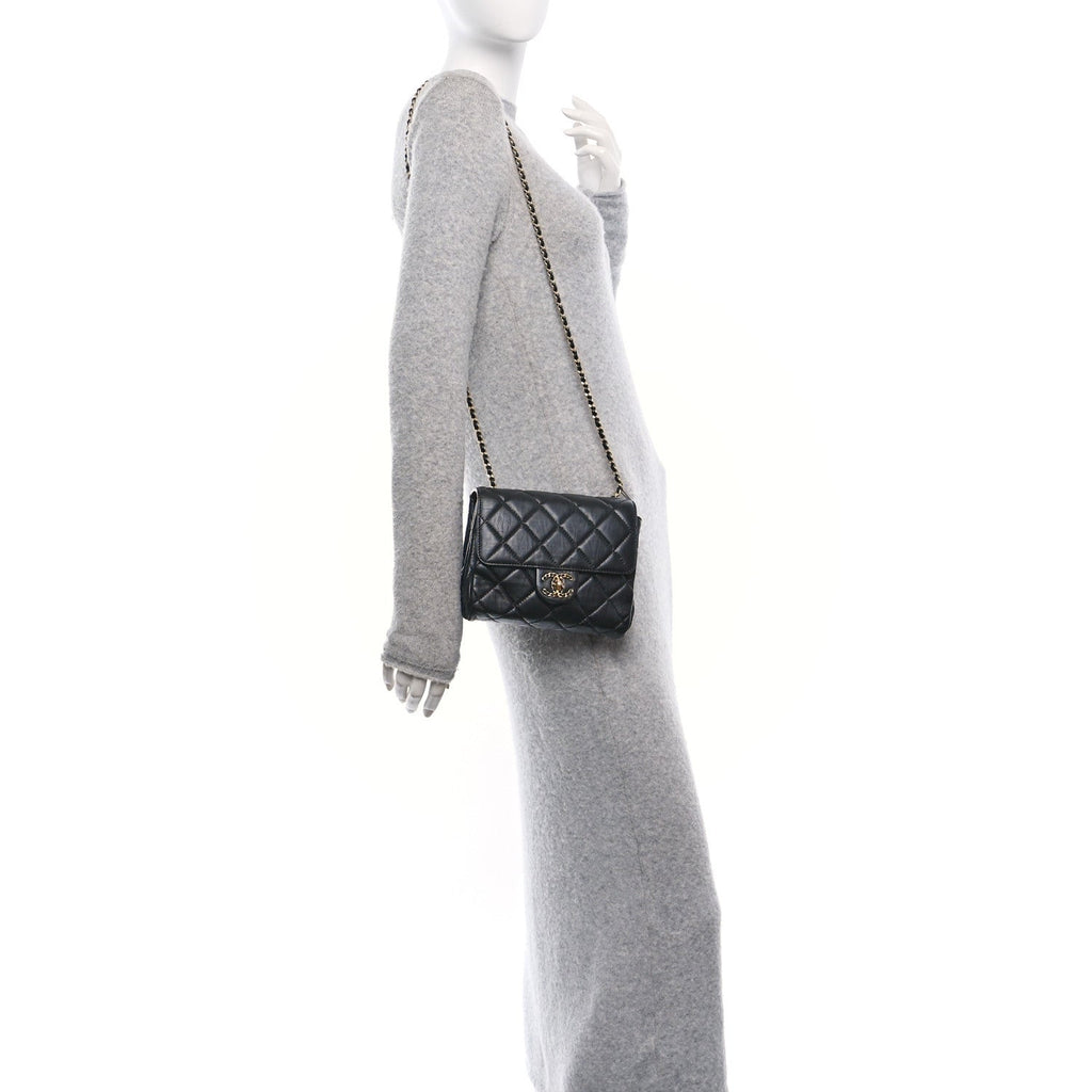Lambskin Quilted Chanel Square Flap Black