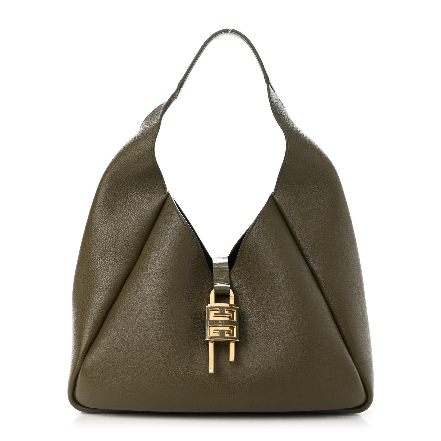 Calfskin Crocodile Embossed Medium G-Lock Hobo Dark Khaki