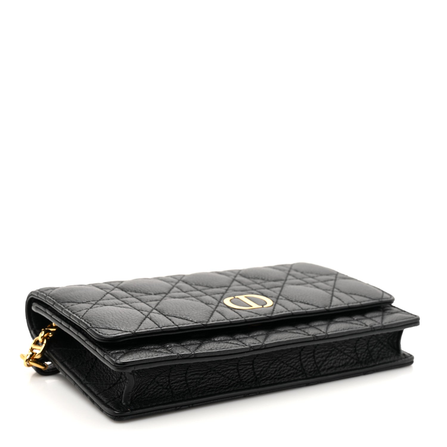 Supple Calfskin Cannage Caro Belt Pouch with Chain Black