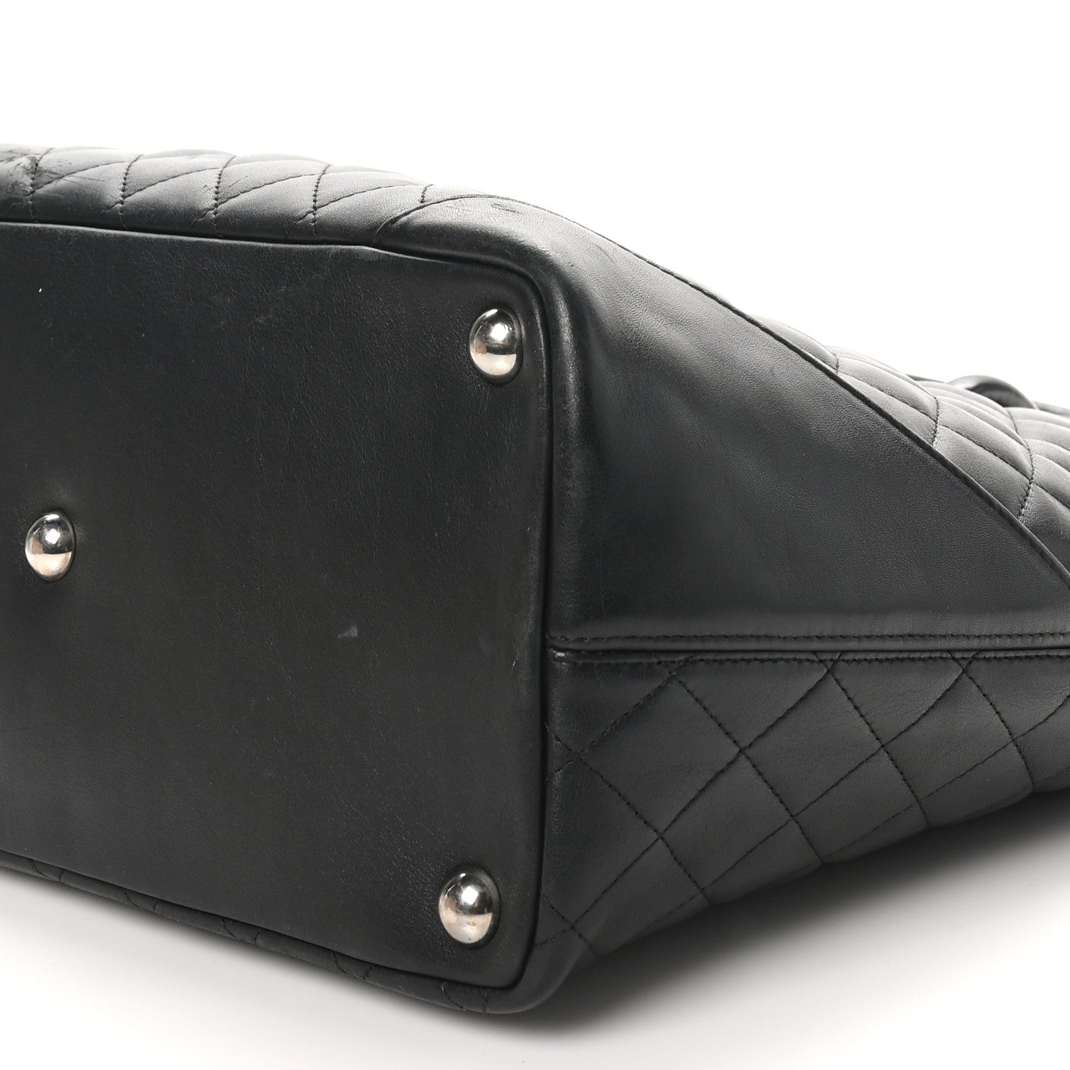 Calfskin Quilted Large Cambon Tote Black White
