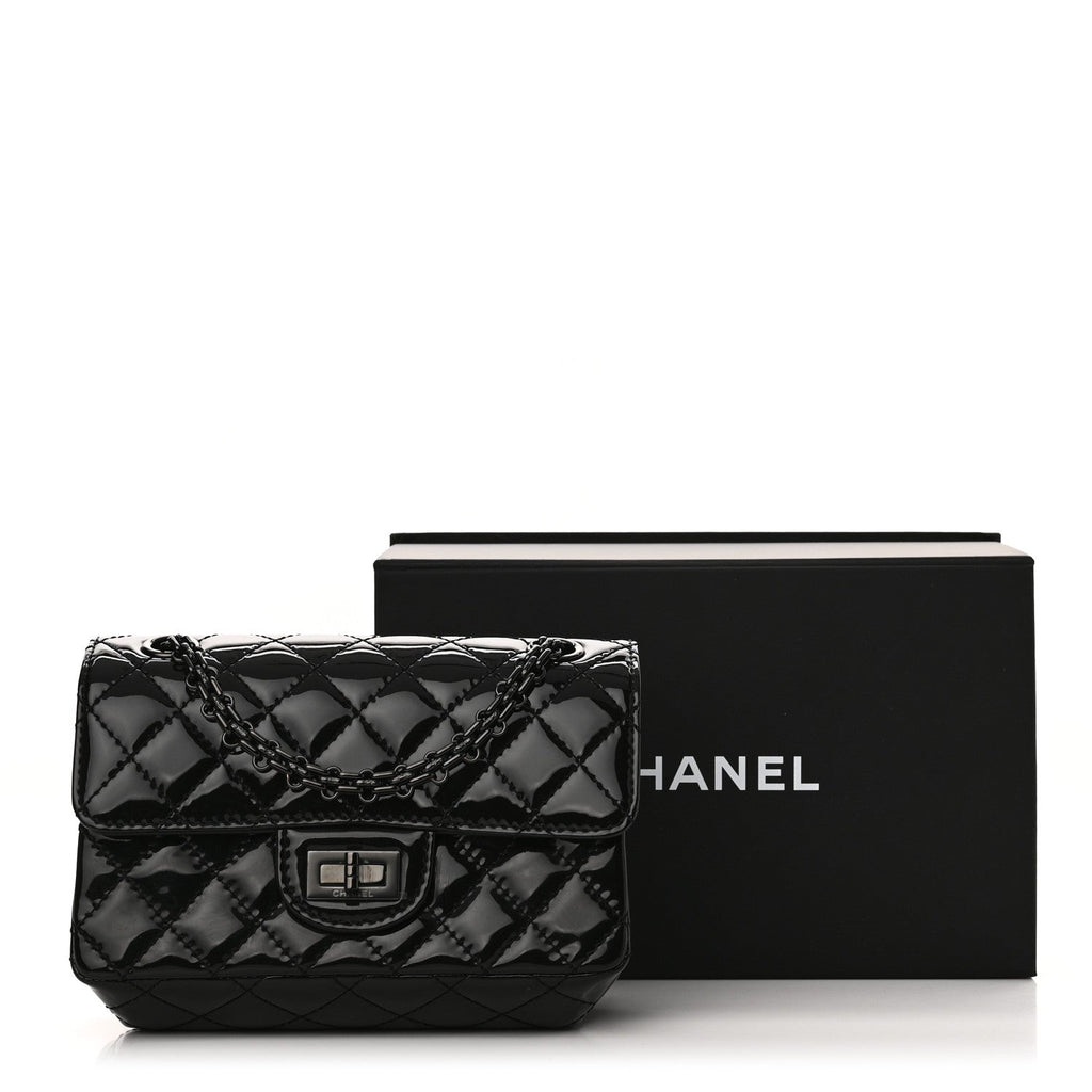 Patent Calfskin Quilted 2.55 Reissue Mini Flap So Black