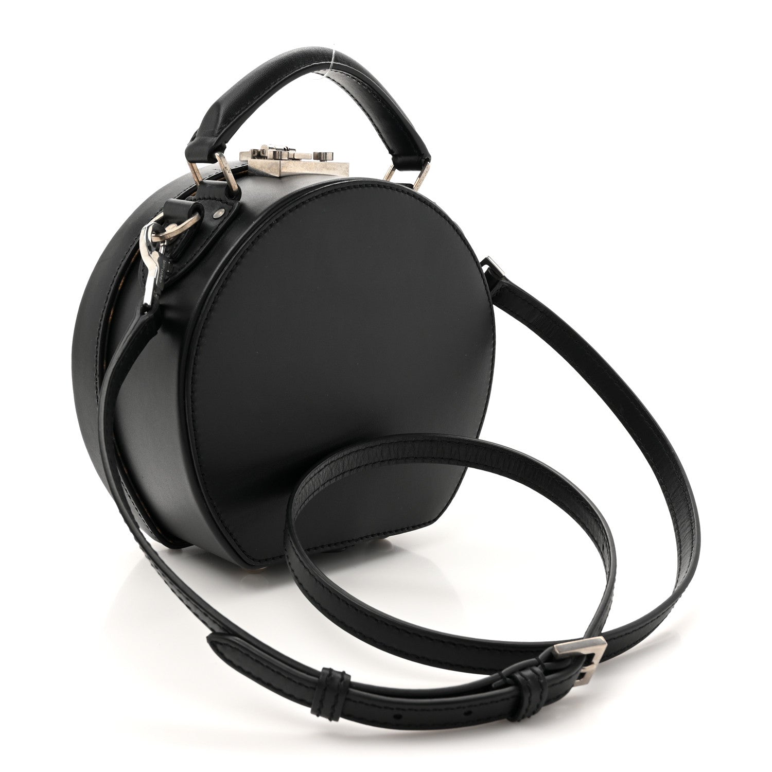Calfskin Small Mica Hat Box Black