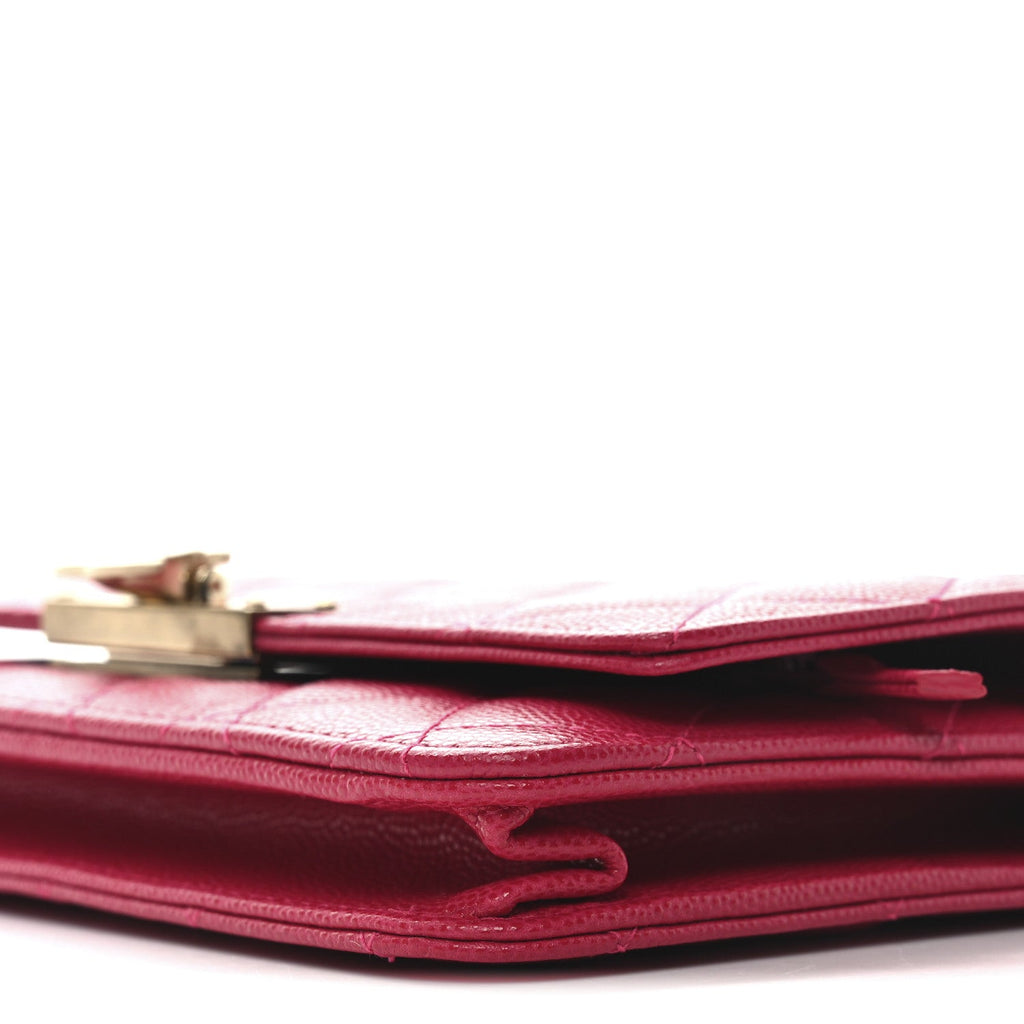 Caviar Quilted Golden Class Wallet On Chain WOC Fuchsia