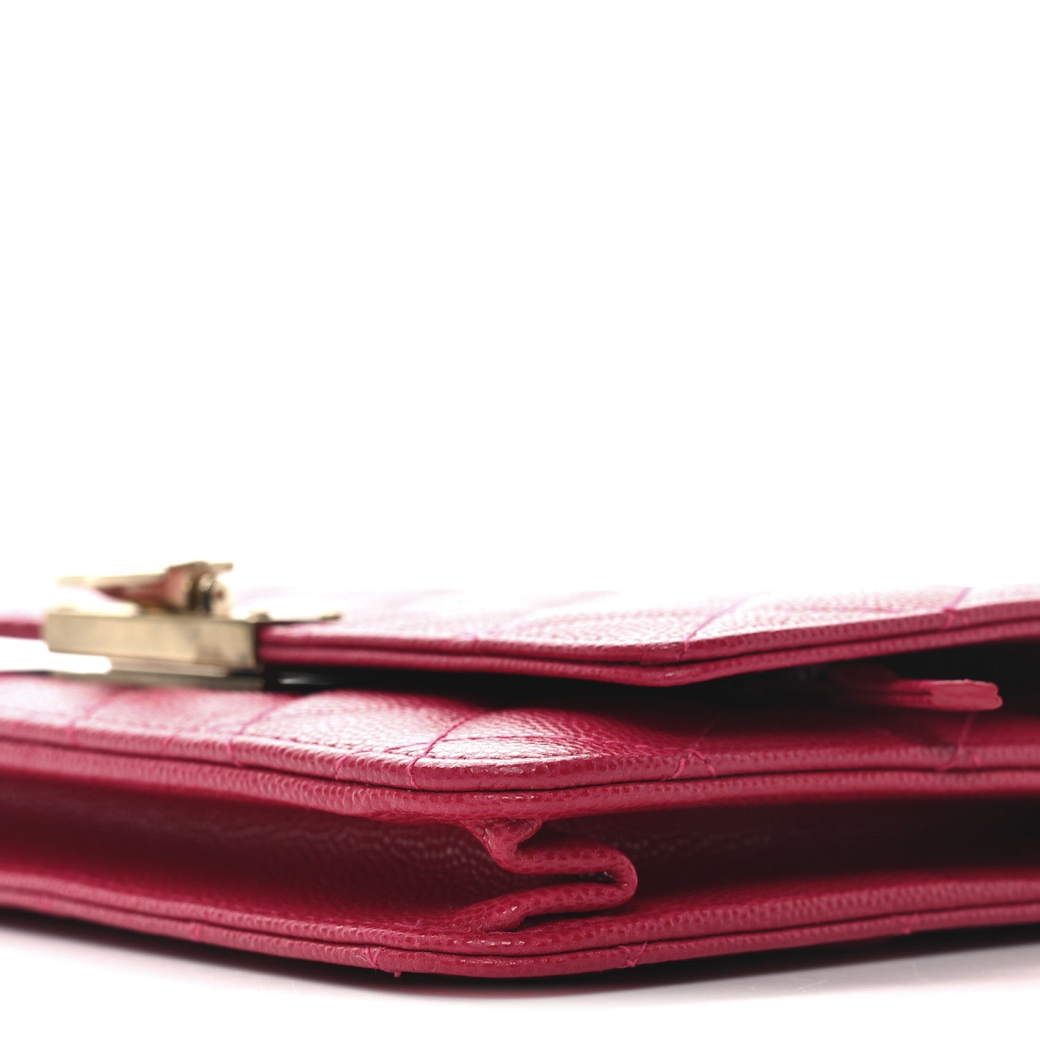 Caviar Quilted Golden Class Wallet On Chain WOC Fuchsia