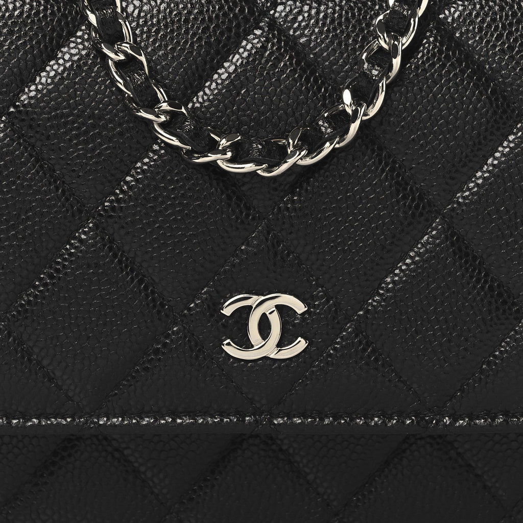 Caviar Quilted Mini Wallet On Chain WOC Black